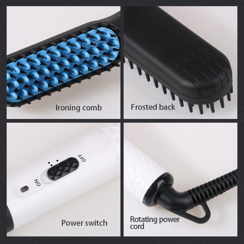 (Gold) Multifunctional Quick Hair Beard Straightener Men's Hair Straightening Flat Iron Heated Hair Comb Electric Men Hair Beard Styler