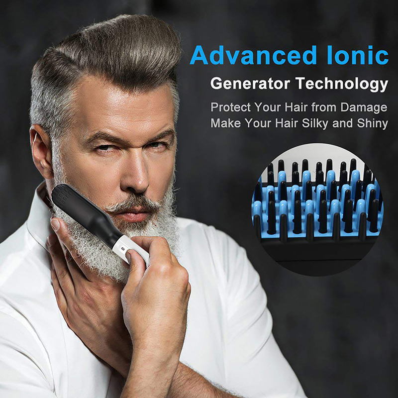 (Gold) Multifunctional Quick Hair Beard Straightener Men's Hair Straightening Flat Iron Heated Hair Comb Electric Men Hair Beard Styler