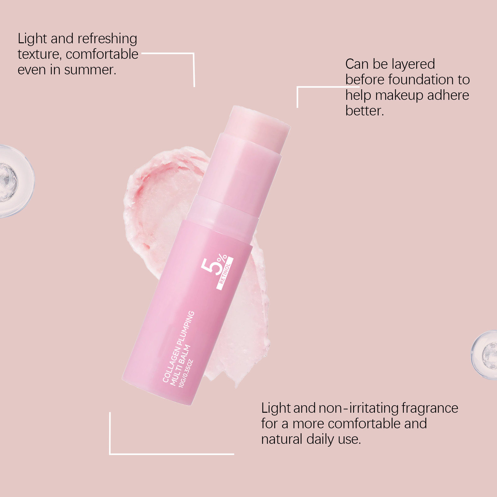 Pink Light Moisturizing Stick Hydrate Soft Smooth Elastic Dry Face Neck