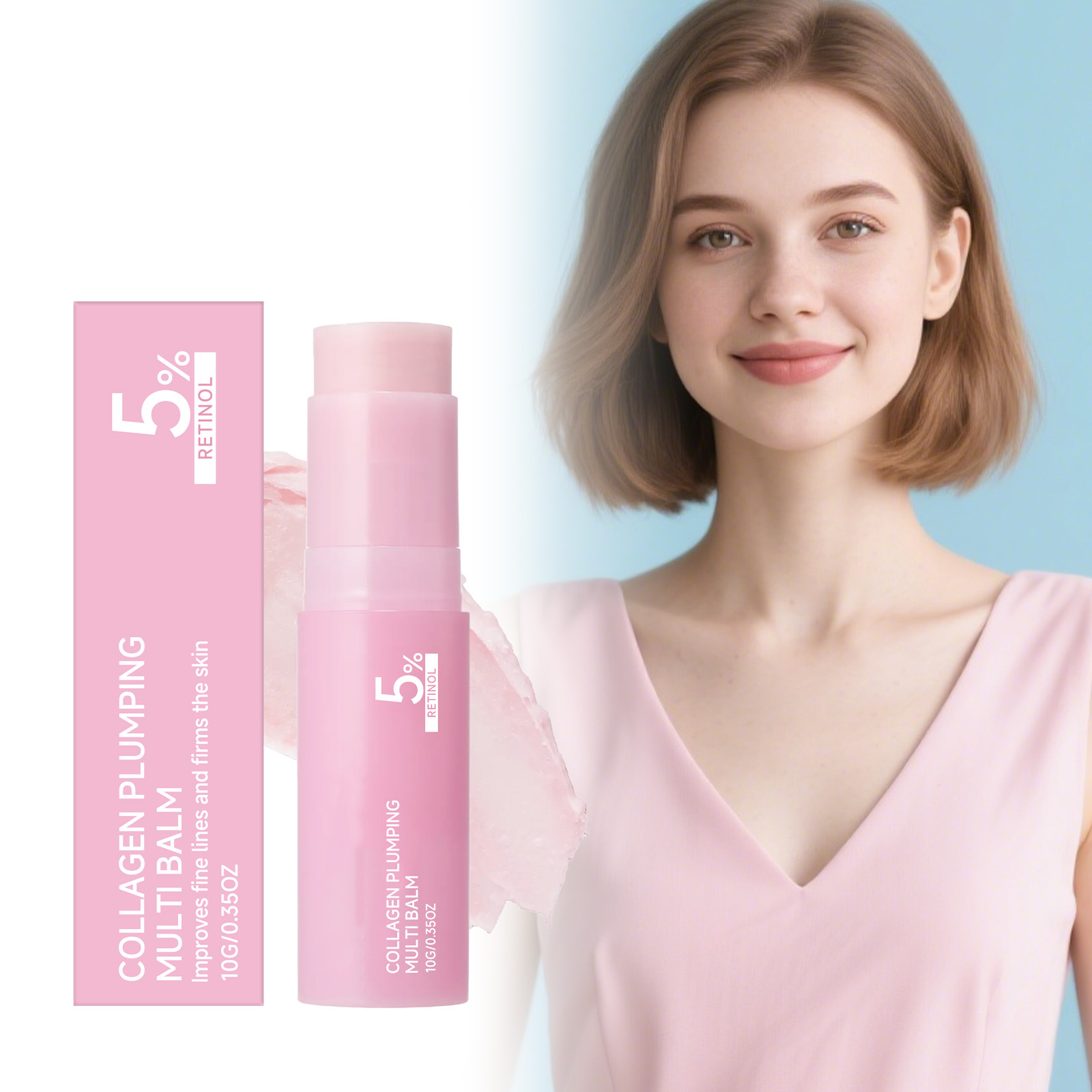 Pink Light Moisturizing Stick Hydrate Soft Smooth Elastic Dry Face Neck