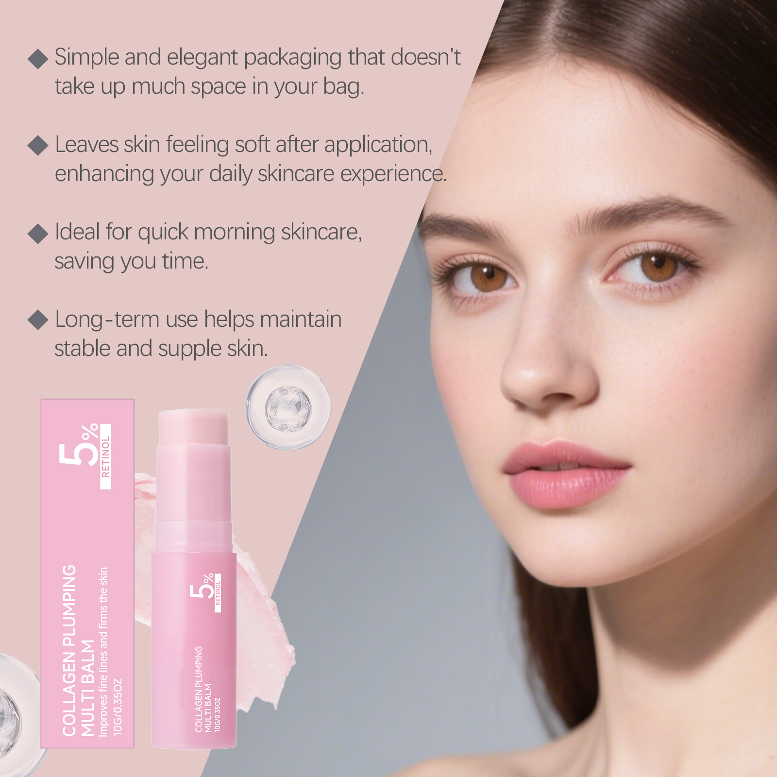 Pink Light Moisturizing Stick Hydrate Soft Smooth Elastic Dry Face Neck
