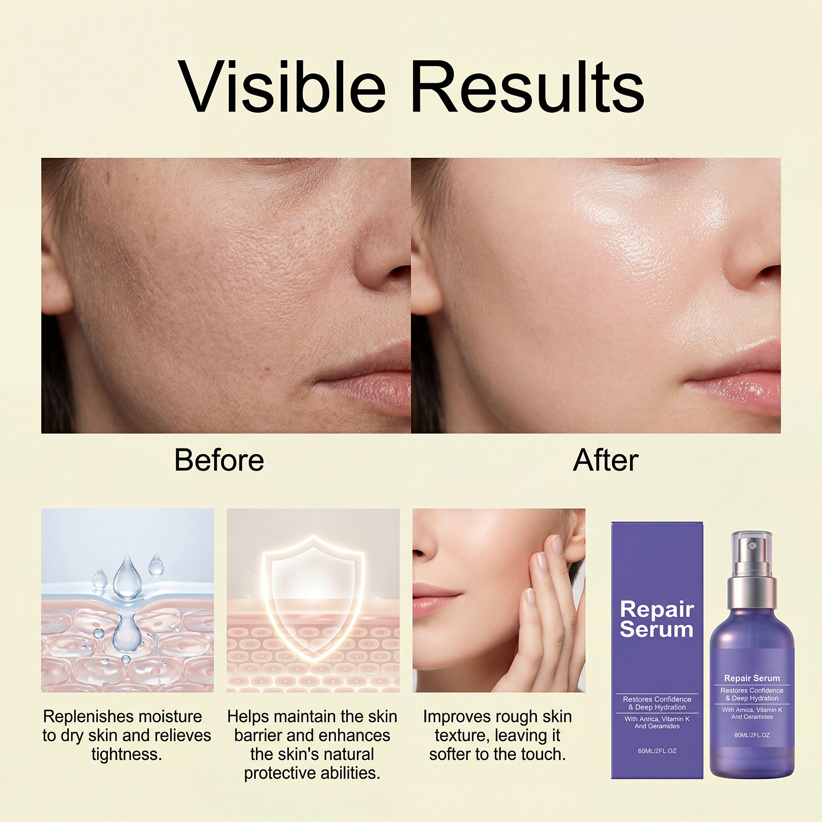 Facial Moisturizing Essence Fine Light Texture Non Sticky Fast Absorbing Keep Hydrated Plump Skin Care
