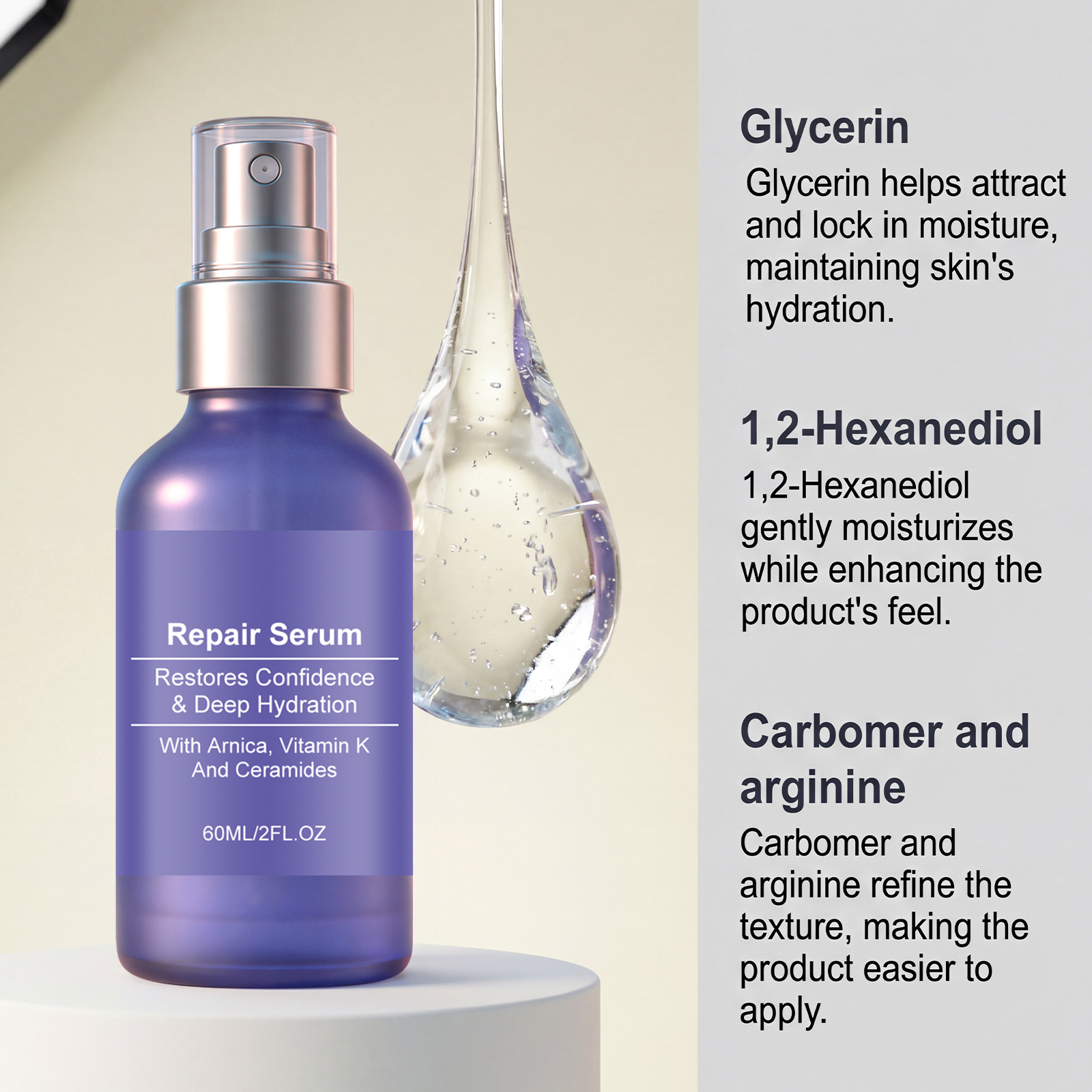 Facial Moisturizing Essence Fine Light Texture Non Sticky Fast Absorbing Keep Hydrated Plump Skin Care