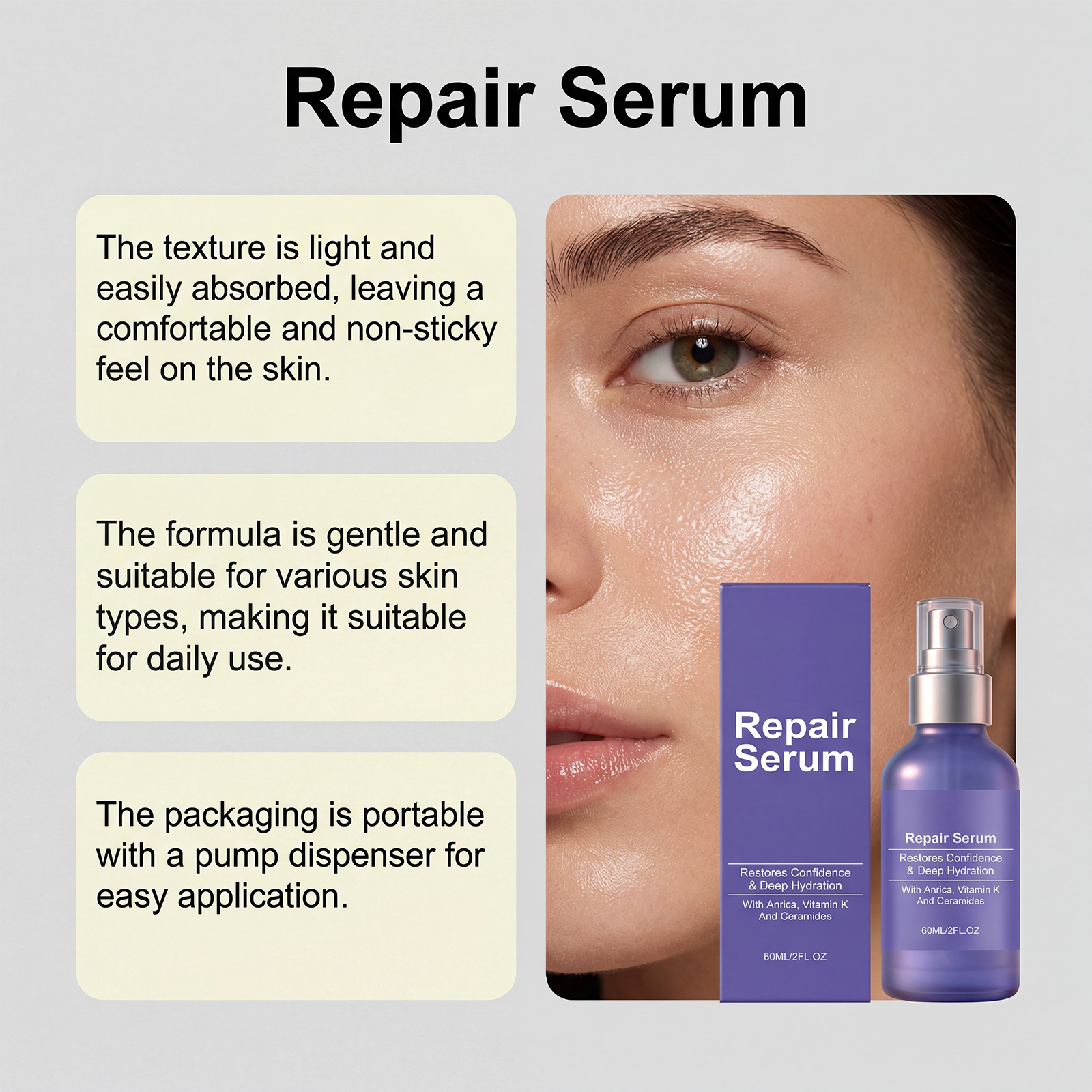 Facial Moisturizing Essence Fine Light Texture Non Sticky Fast Absorbing Keep Hydrated Plump Skin Care