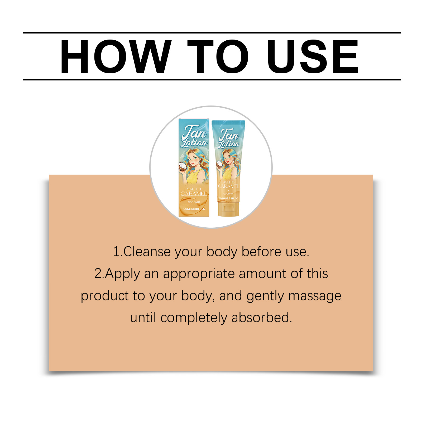 Coconut Caramel Tanning Boost Lotion Summer Tanning Body Skin Fresh Texture Non Sticky Smear Care Emulsion