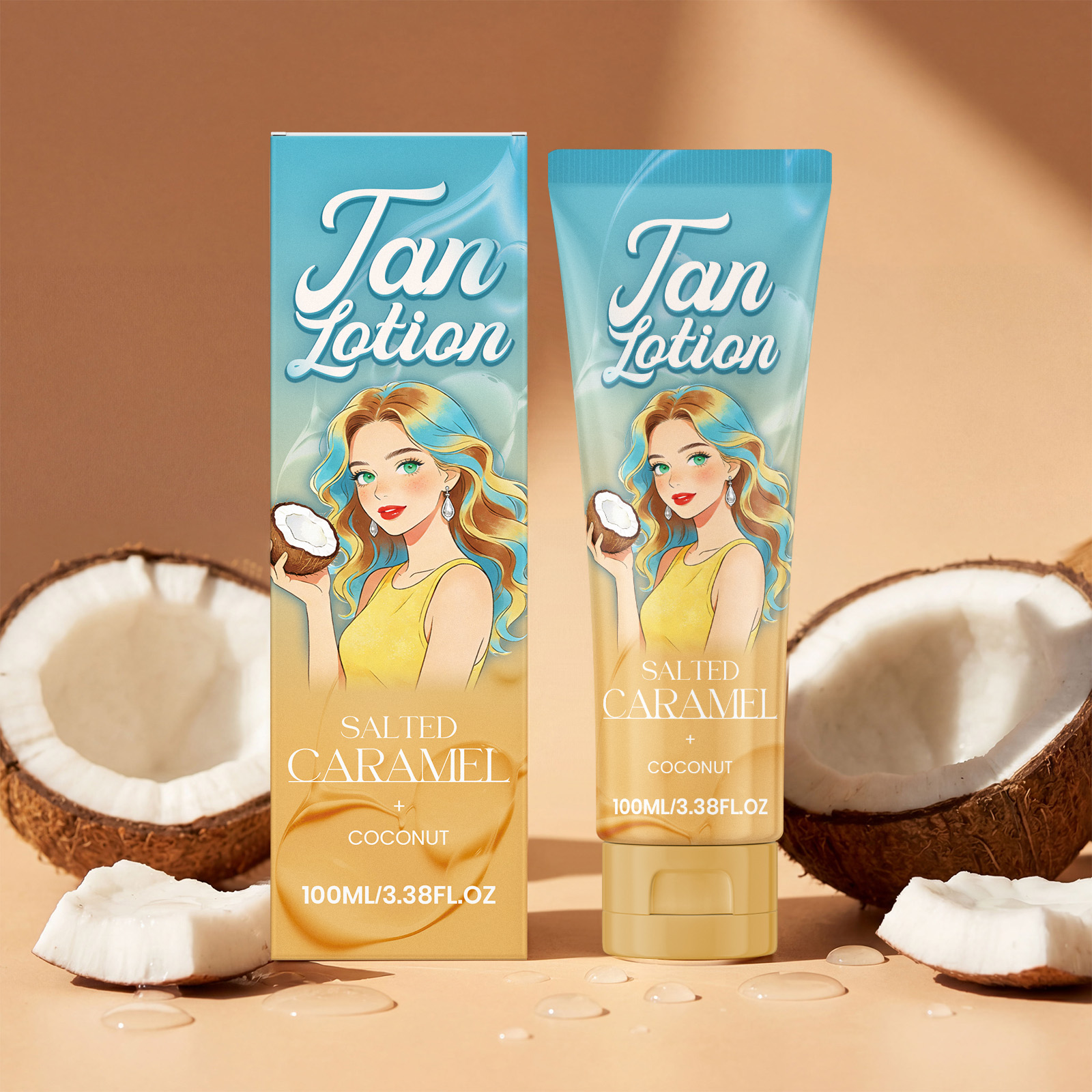 Coconut Caramel Tanning Boost Lotion Summer Tanning Body Skin Fresh Texture Non Sticky Smear Care Emulsion