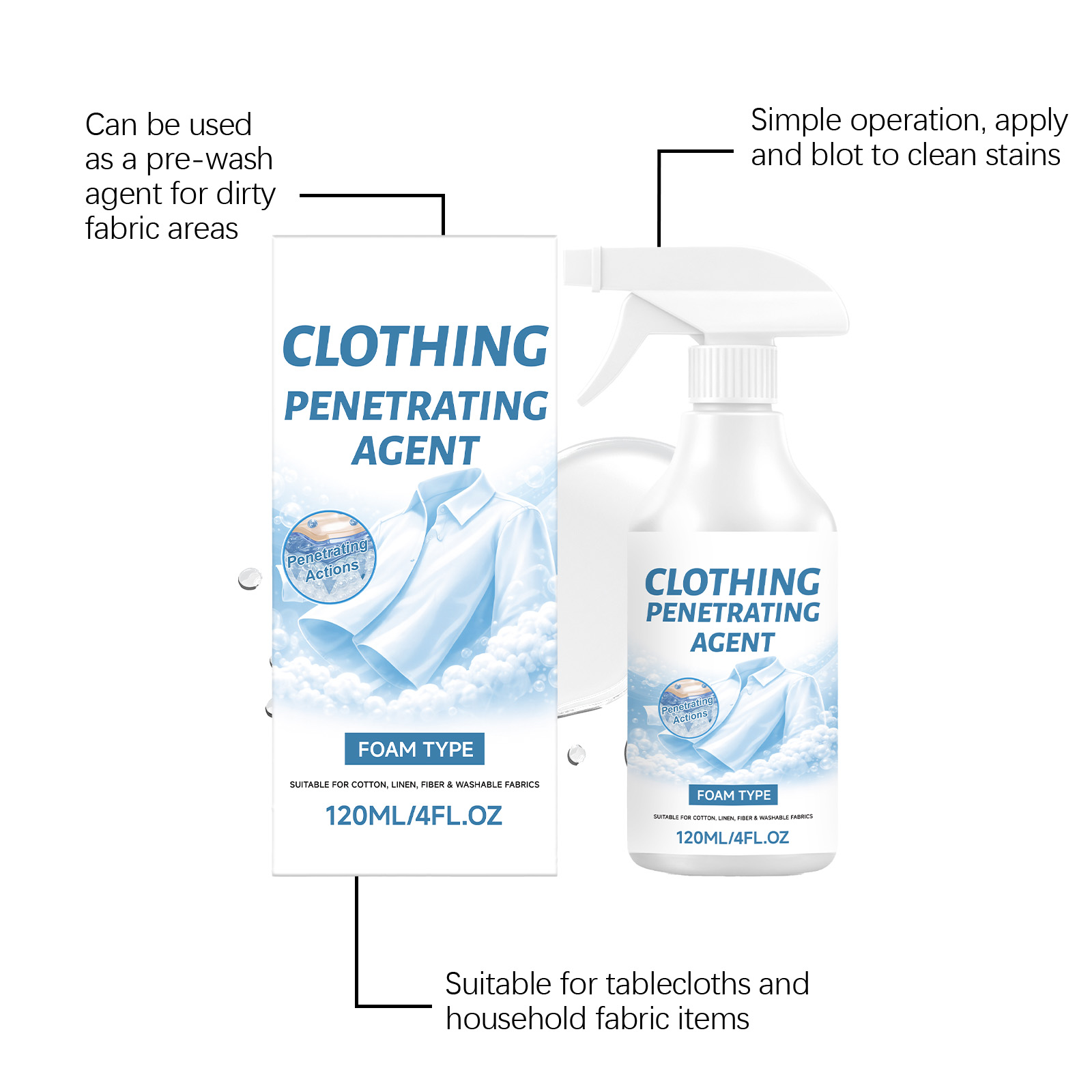 Fabric Stain Remover Daily Household Mild Gentle Clean Garment Refresh