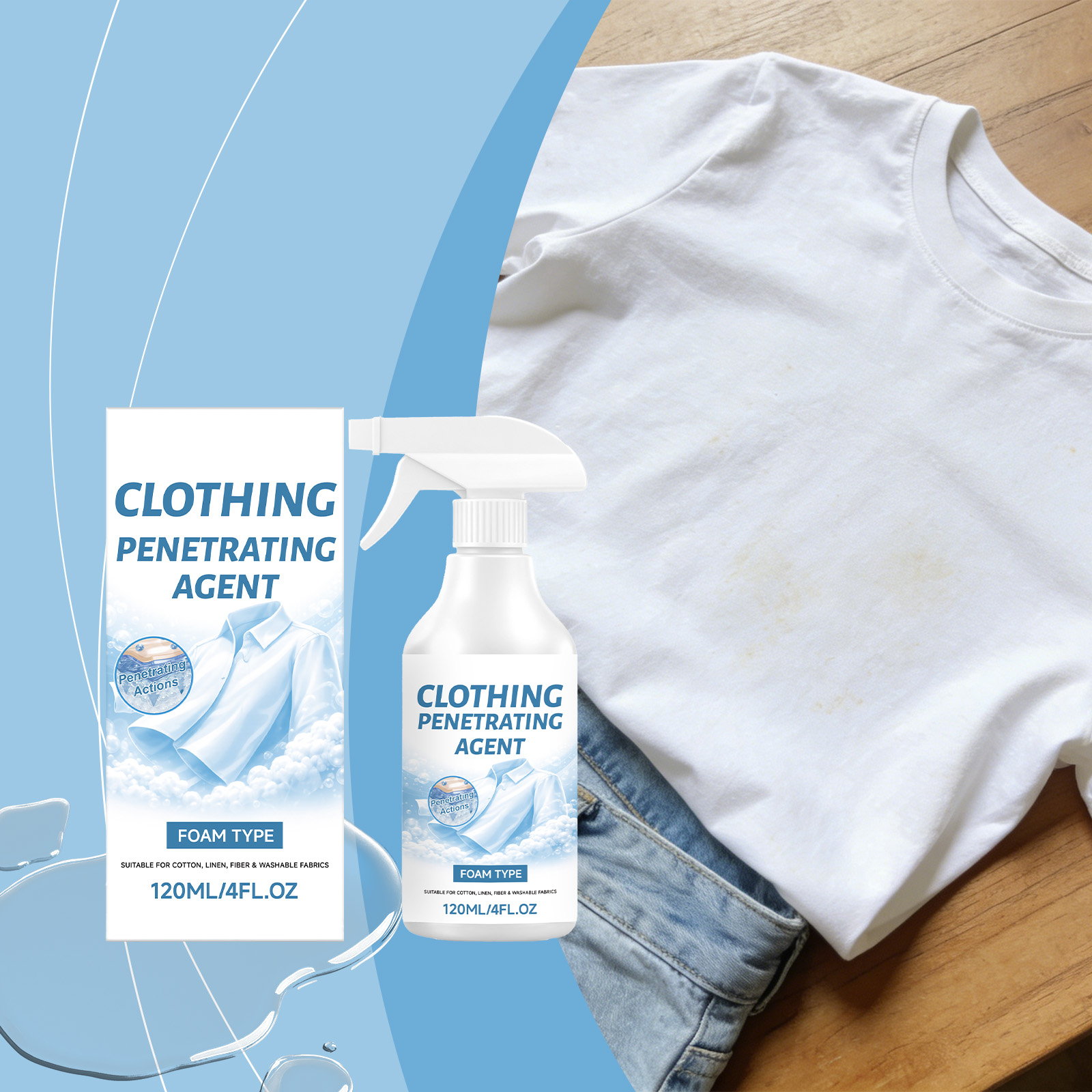 Fabric Stain Remover Daily Household Mild Gentle Clean Garment Refresh