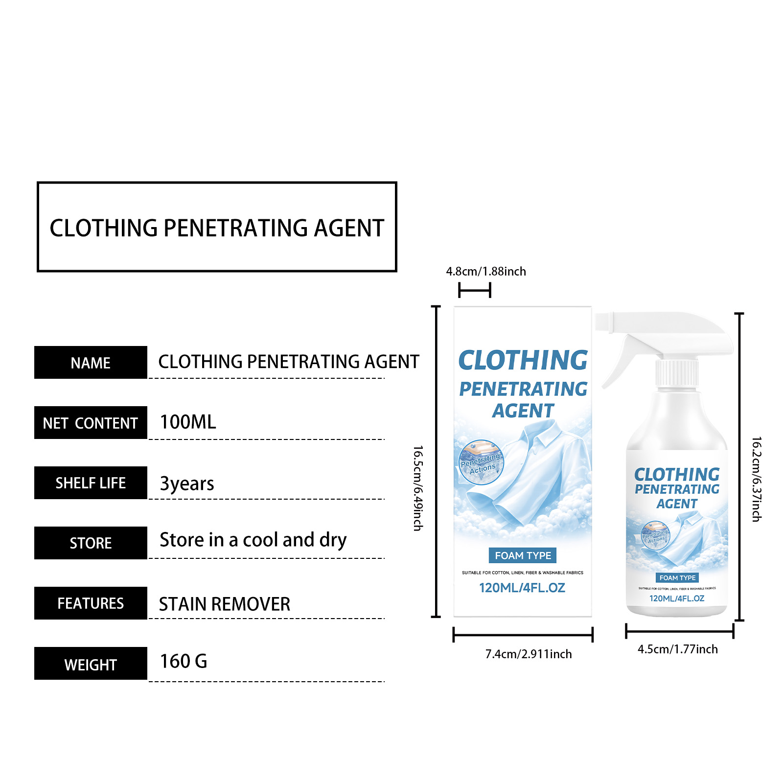 Fabric Stain Remover Daily Household Mild Gentle Clean Garment Refresh