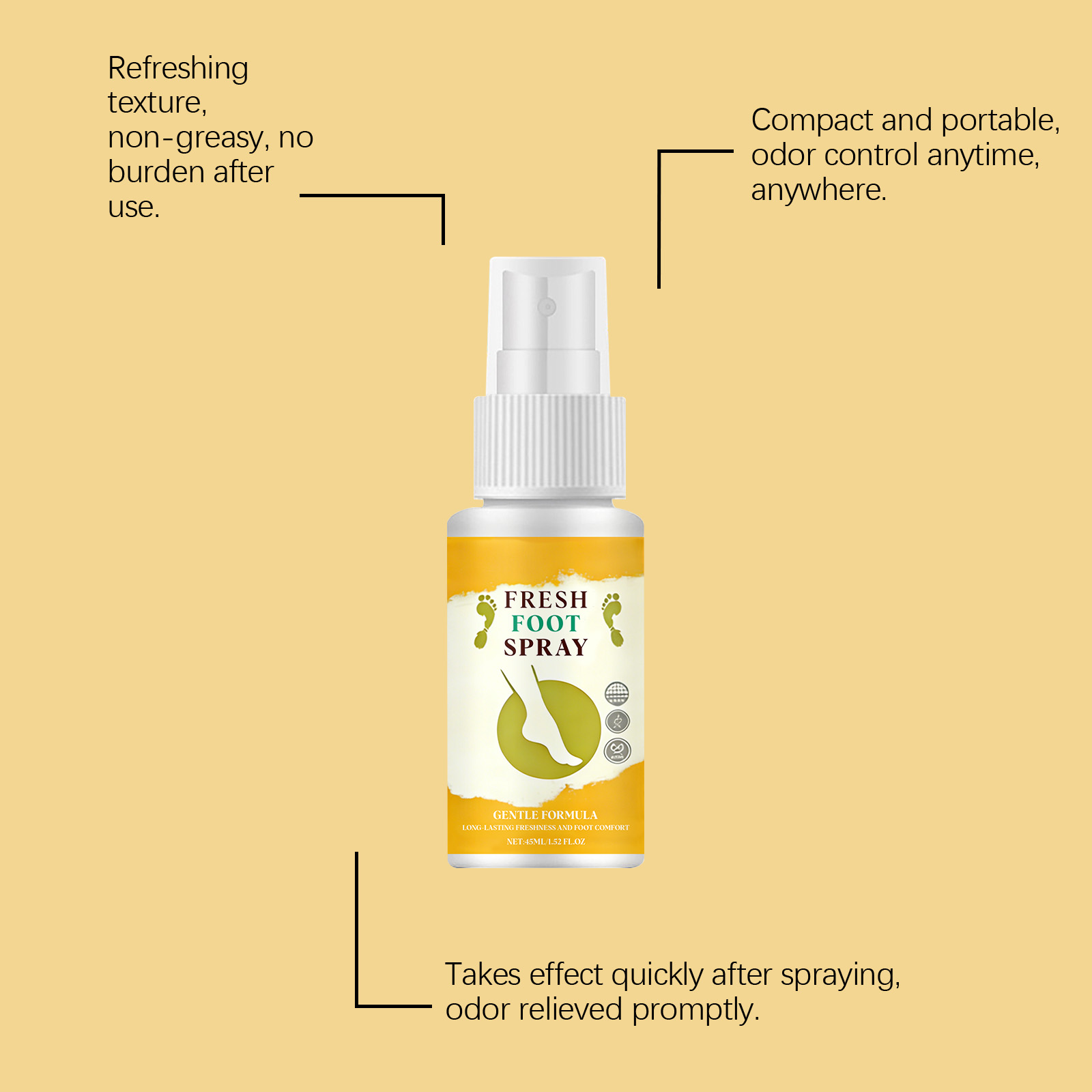 Refreshing Foot Spray Mild Moisturizing Comfortable Skin Fresh Non Sticky Convenient Spray Daily Foot Care Product