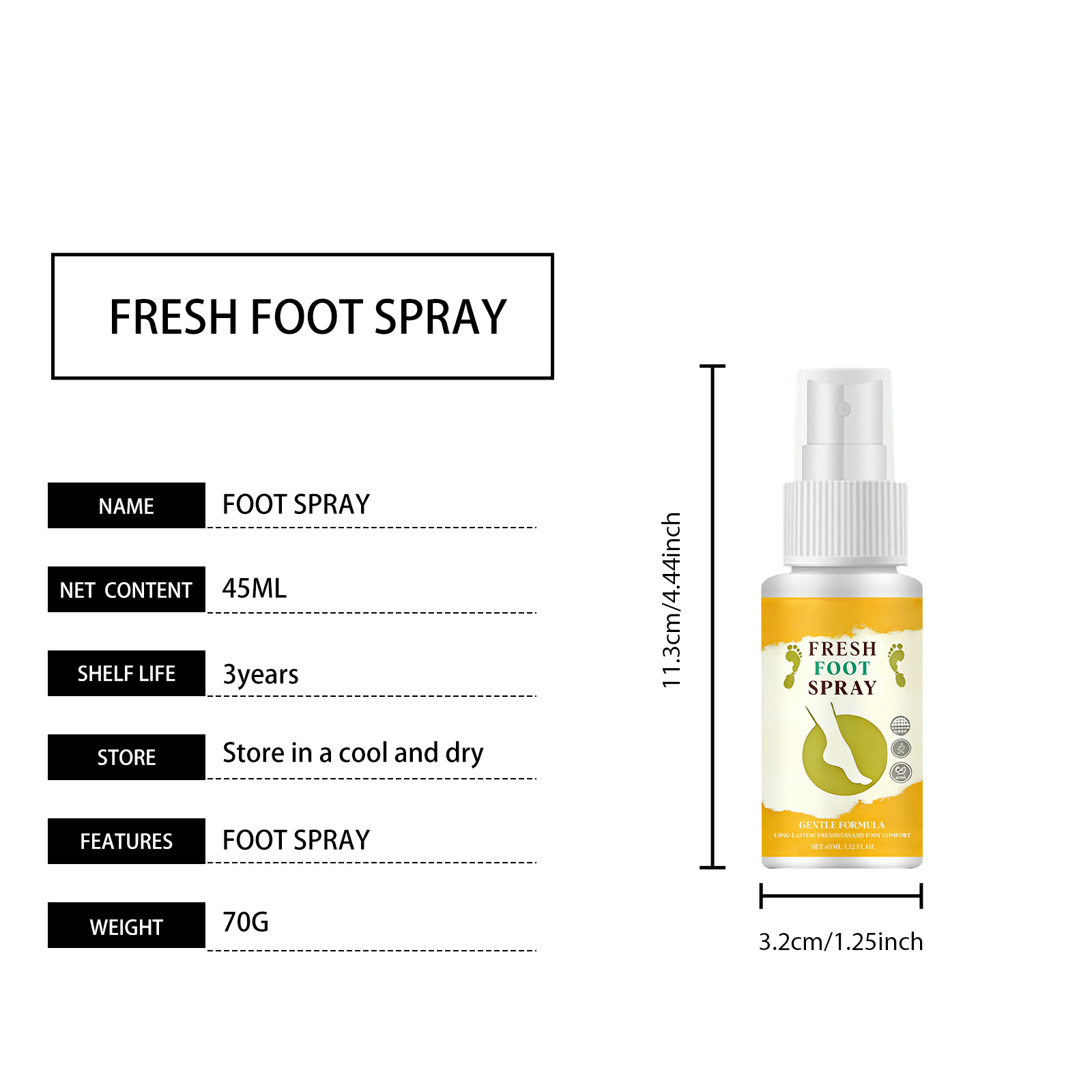 Refreshing Foot Spray Mild Moisturizing Comfortable Skin Fresh Non Sticky Convenient Spray Daily Foot Care Product