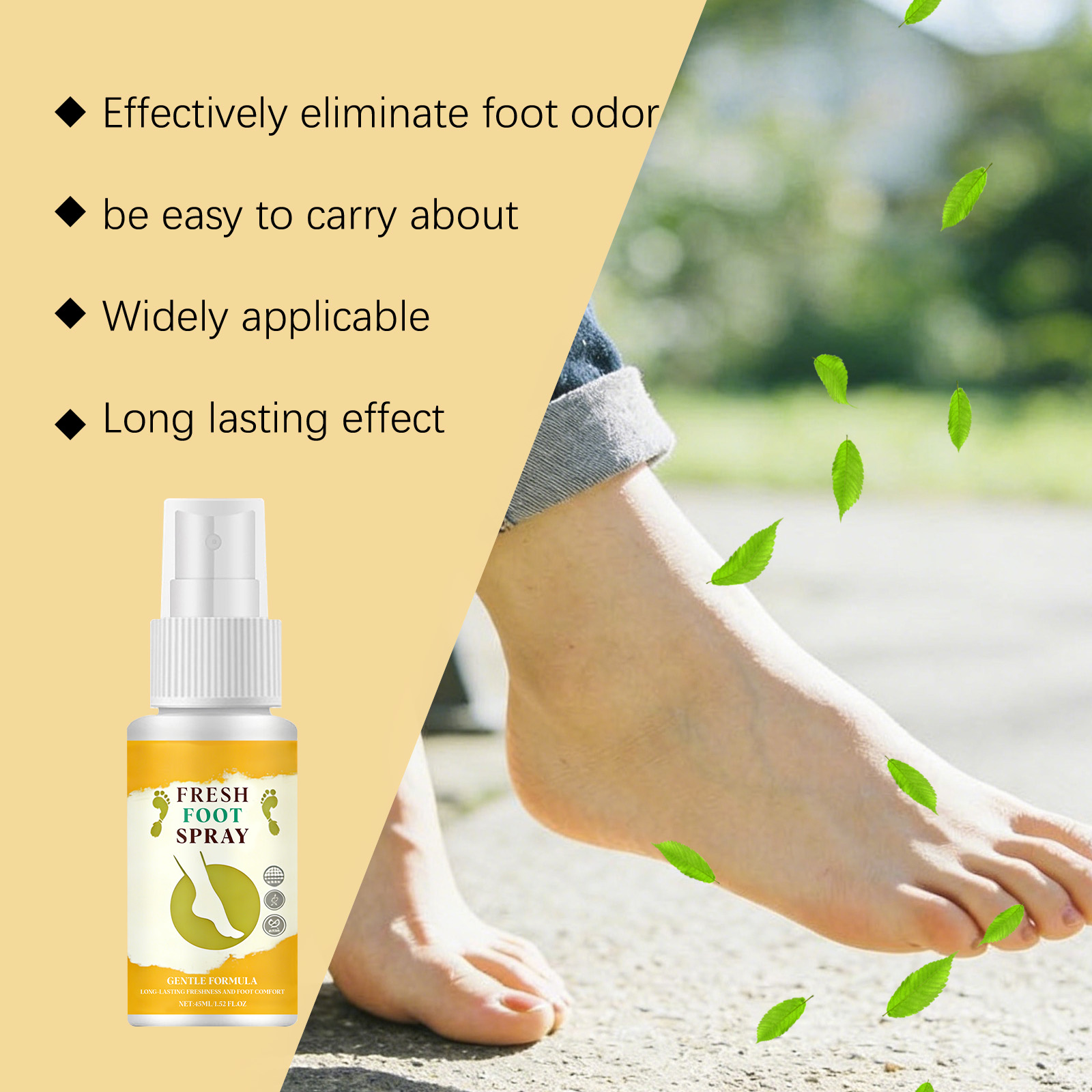 Refreshing Foot Spray Mild Moisturizing Comfortable Skin Fresh Non Sticky Convenient Spray Daily Foot Care Product