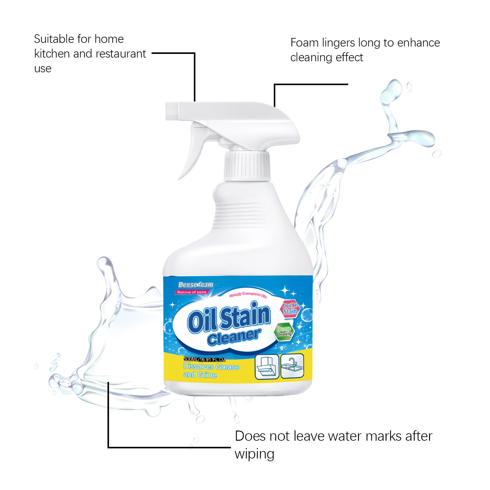 Daily Household Grease Cleaner Remove Oil Stains Dirt For Kitchen Range Hood Stove Surfaces