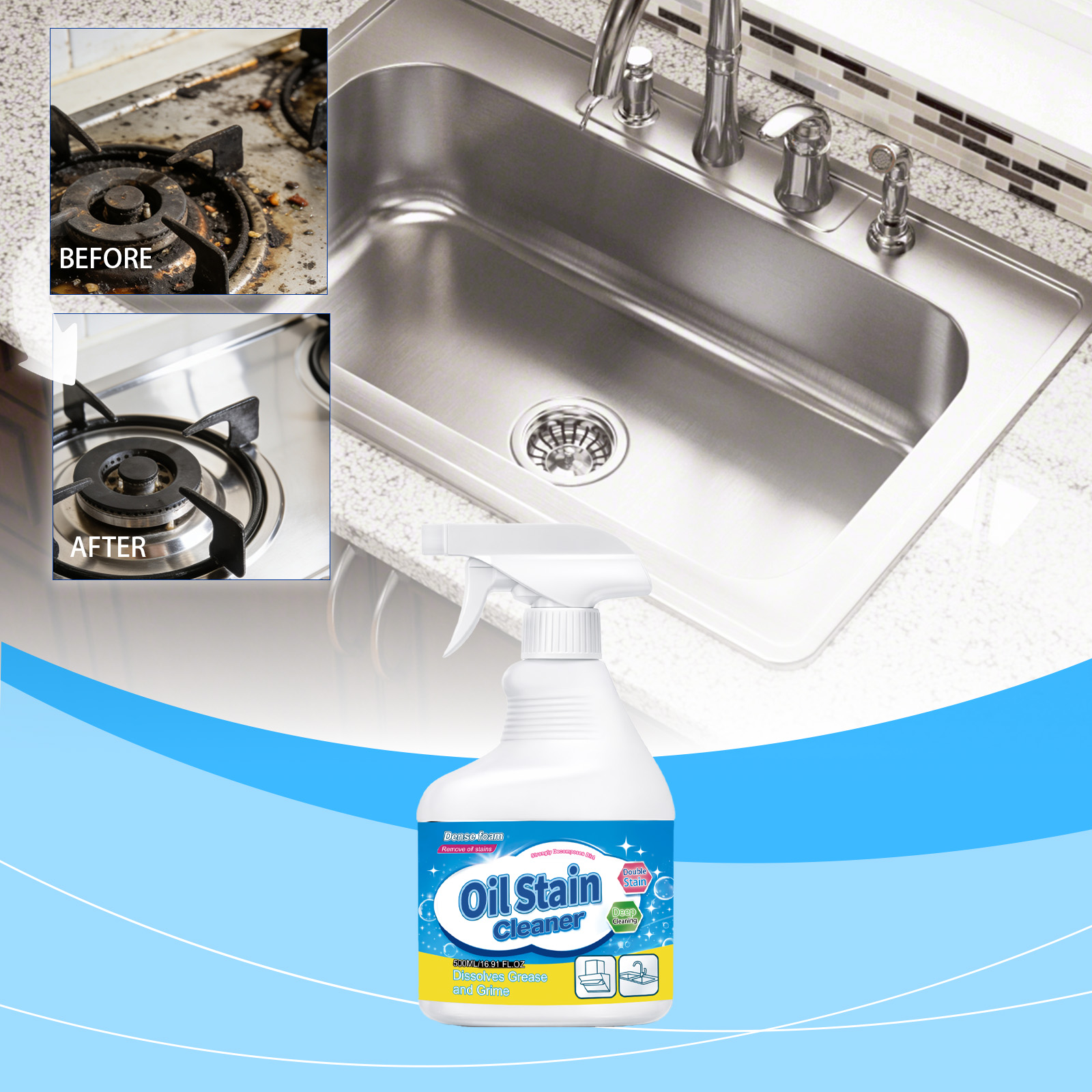 Daily Household Grease Cleaner Remove Oil Stains Dirt For Kitchen Range Hood Stove Surfaces