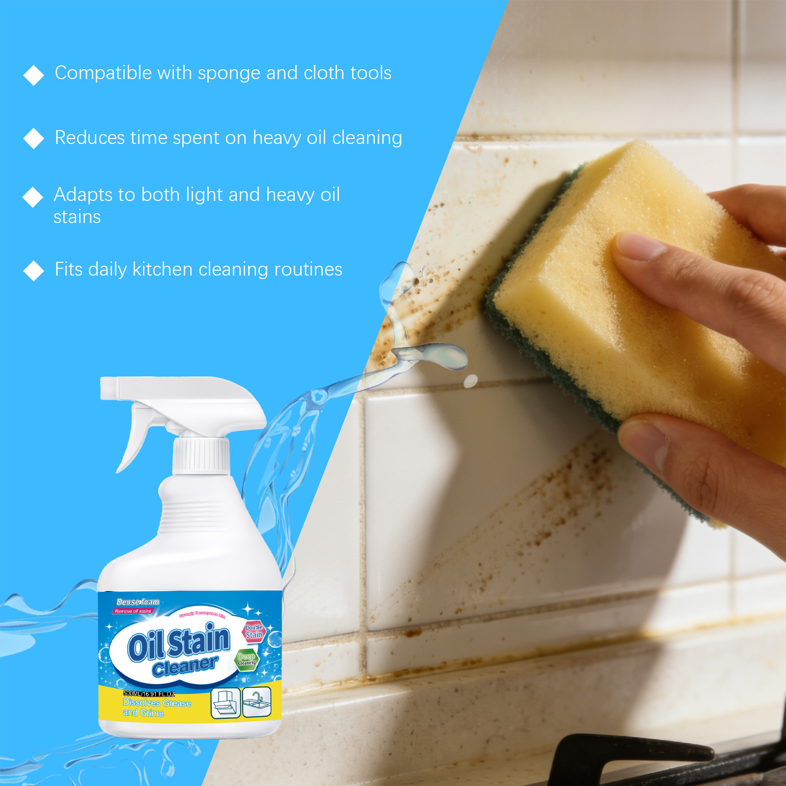 Daily Household Grease Cleaner Remove Oil Stains Dirt For Kitchen Range Hood Stove Surfaces