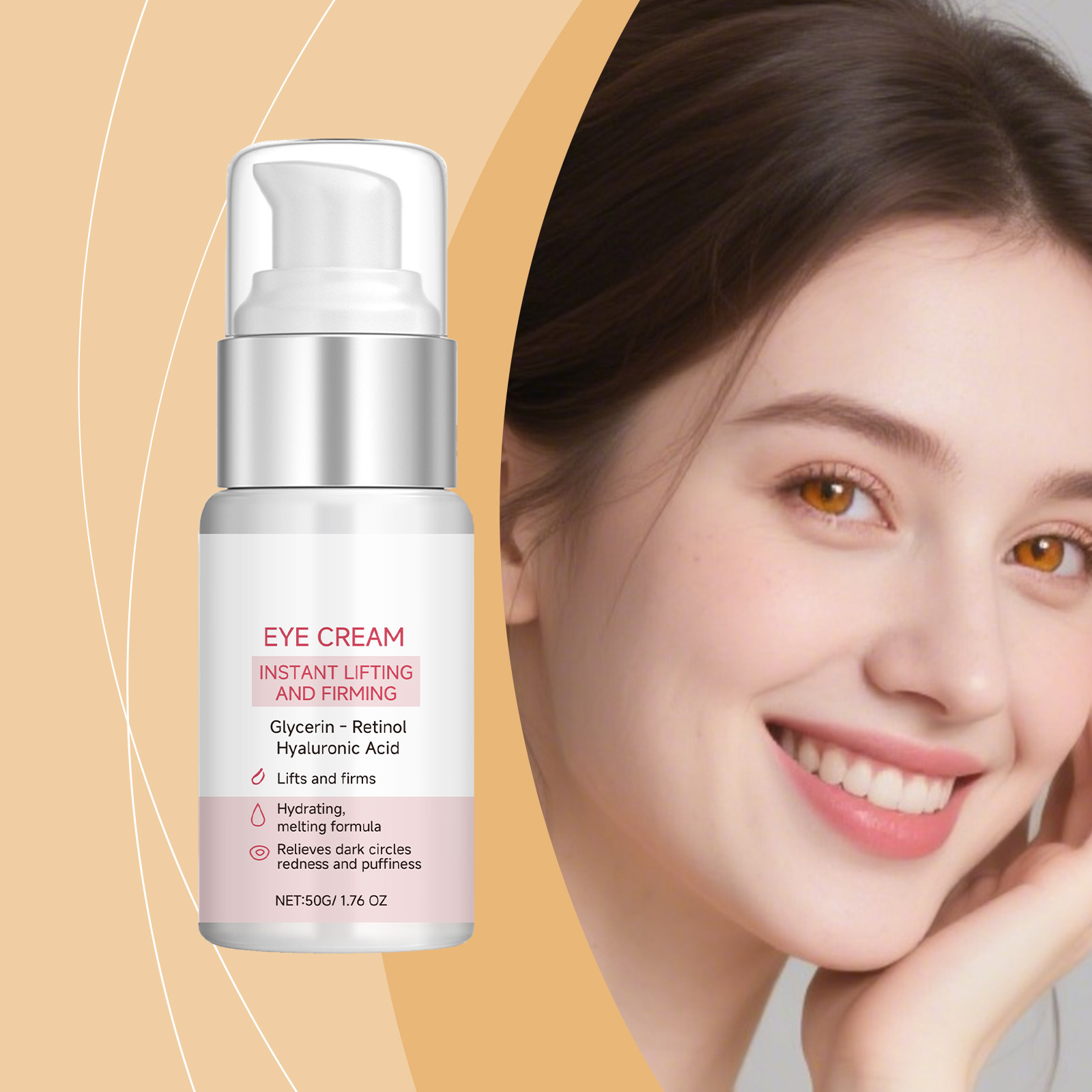 Retinol Moisturizing Eye Cream Nourishes Hydrates Light Gentle Skin Around Eyes Apply Massage Daily Care