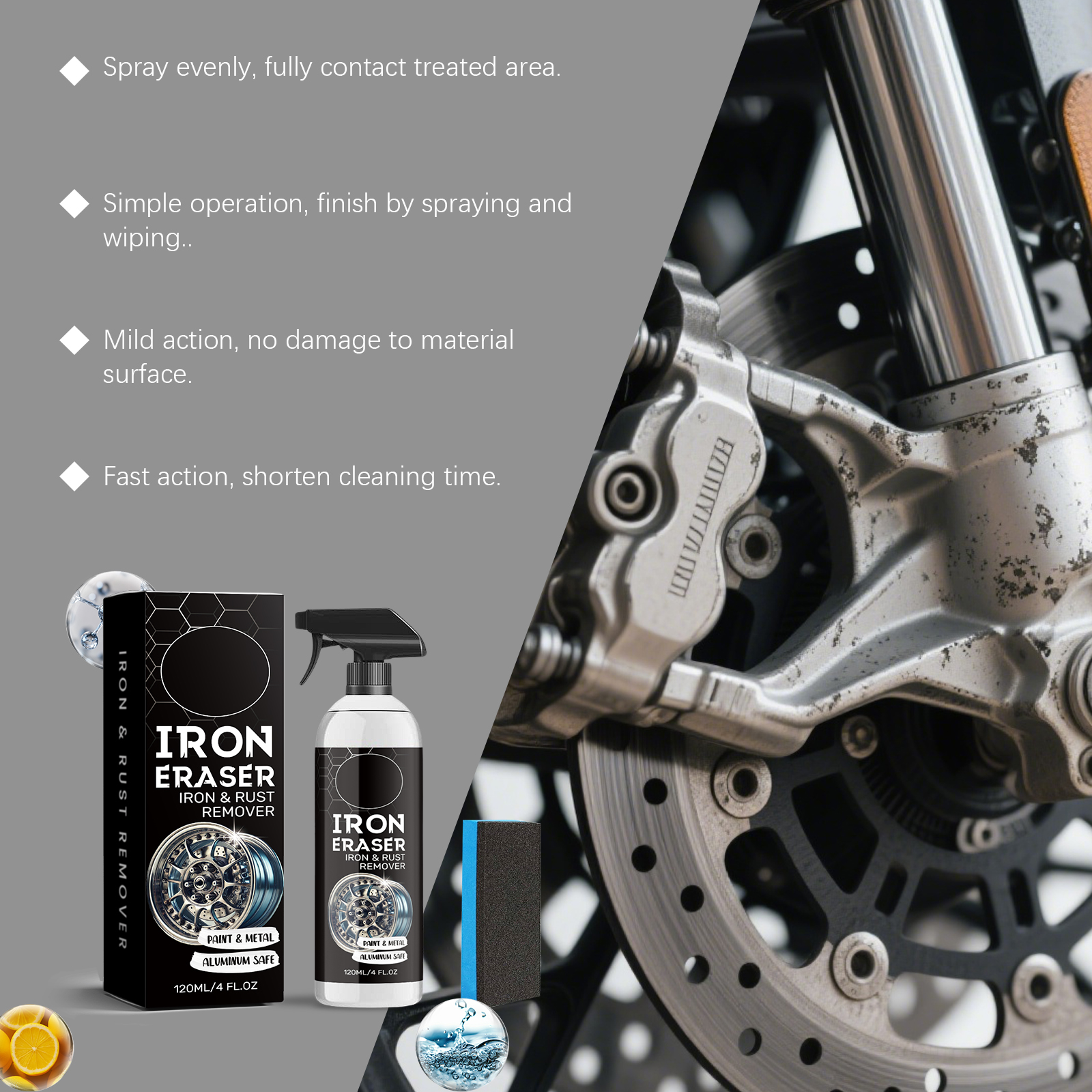 Car Rust Remover Cleaner Gentle Safe For Paint Metal Surface Stain Removal