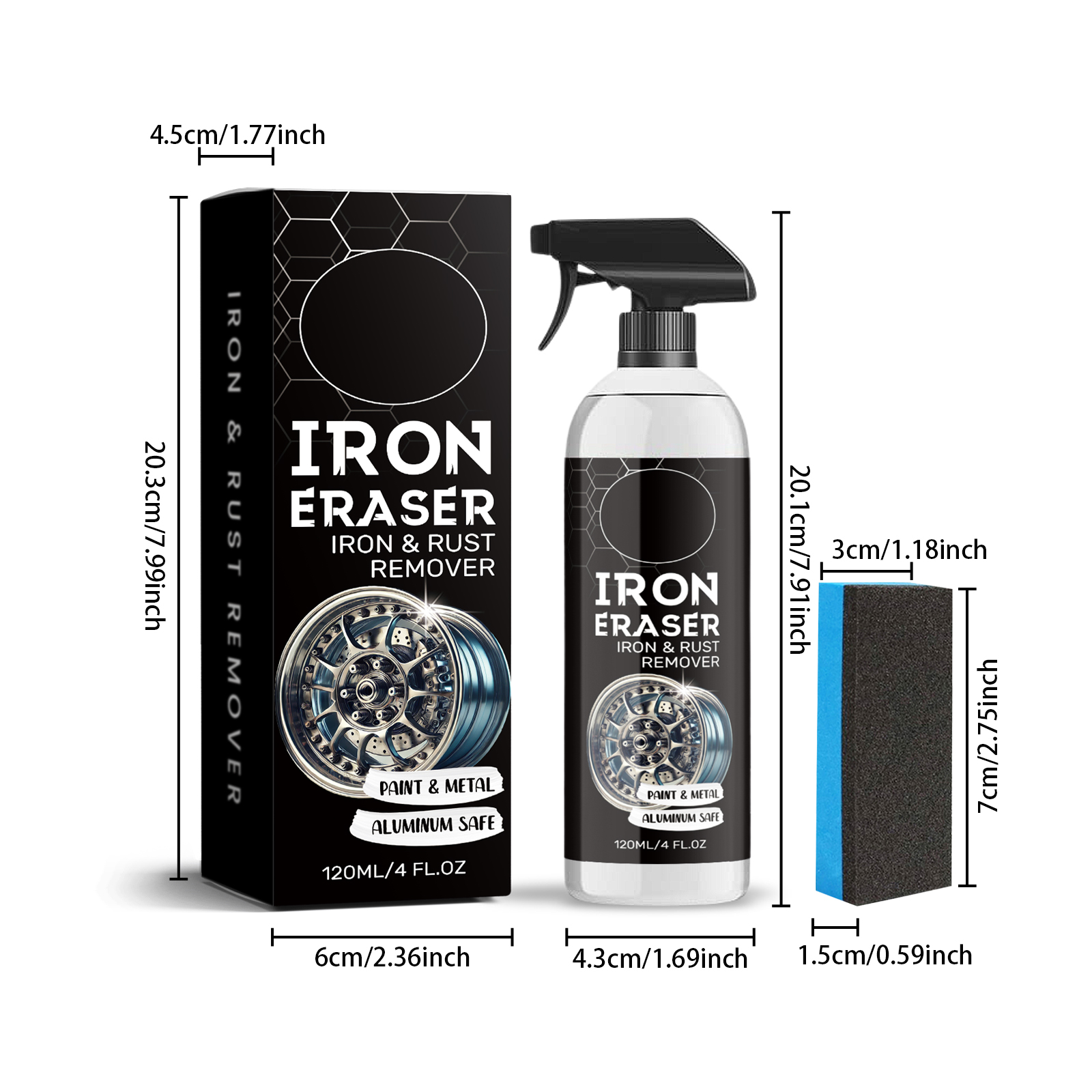 Car Rust Remover Cleaner Gentle Safe For Paint Metal Surface Stain Removal