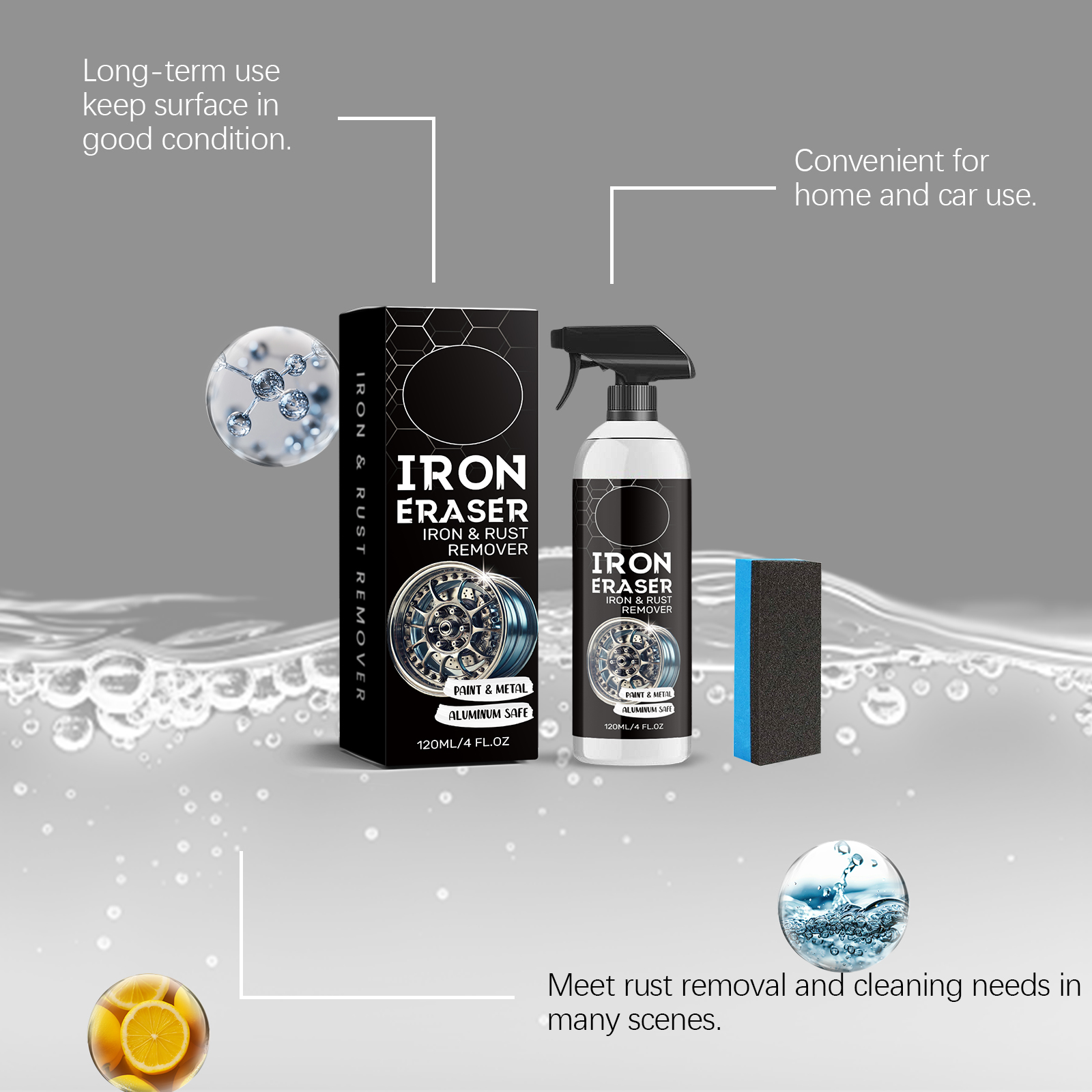 Car Rust Remover Cleaner Gentle Safe For Paint Metal Surface Stain Removal
