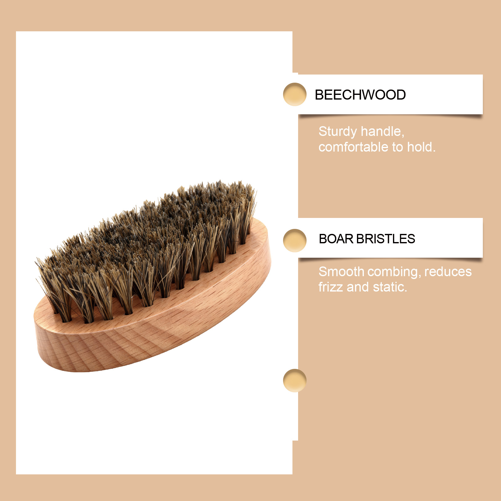Wild Boar Bristle Beard Brush Daily Gentle Care Male Beard Soft Comfort Portable Beard Grooming Tool