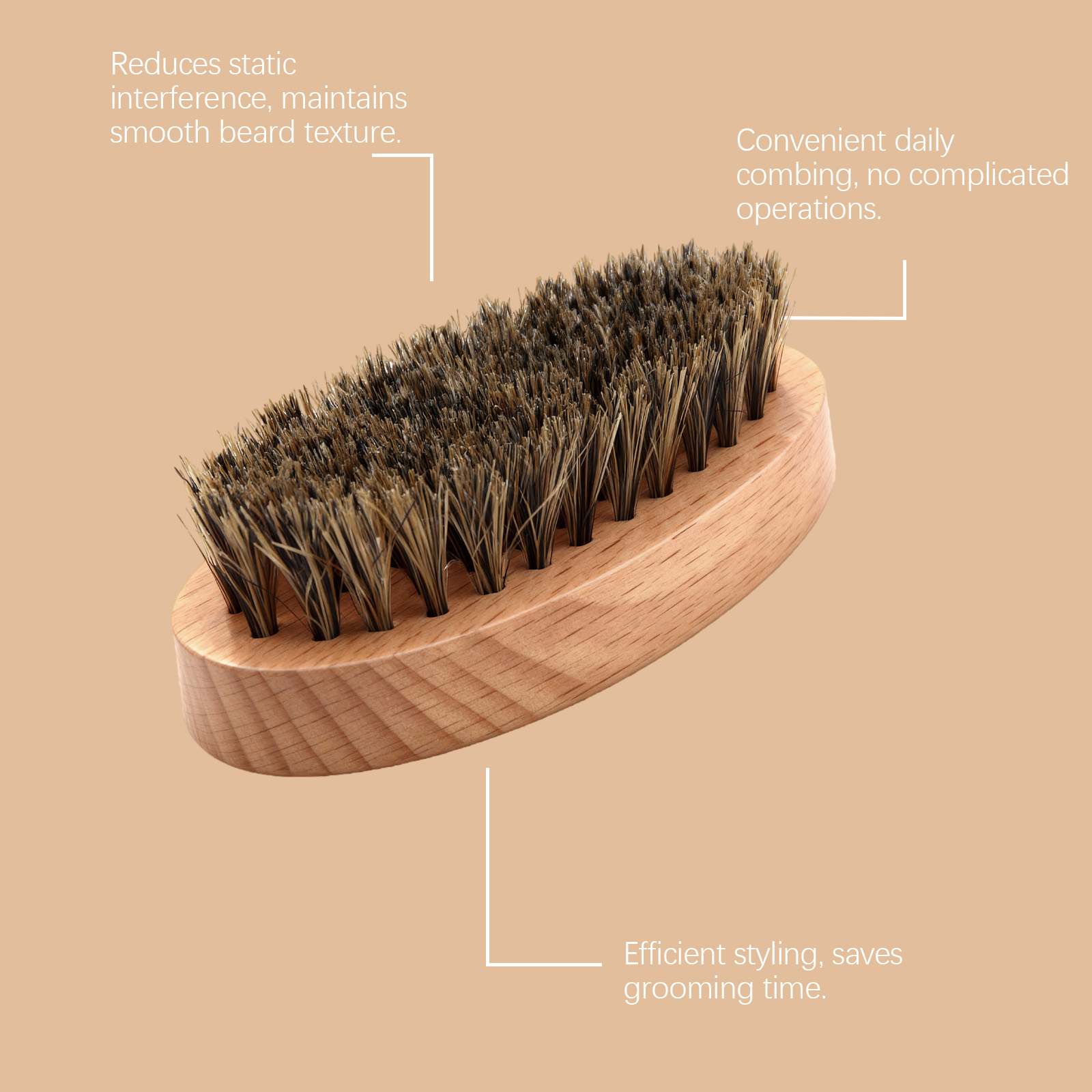Wild Boar Bristle Beard Brush Daily Gentle Care Male Beard Soft Comfort Portable Beard Grooming Tool