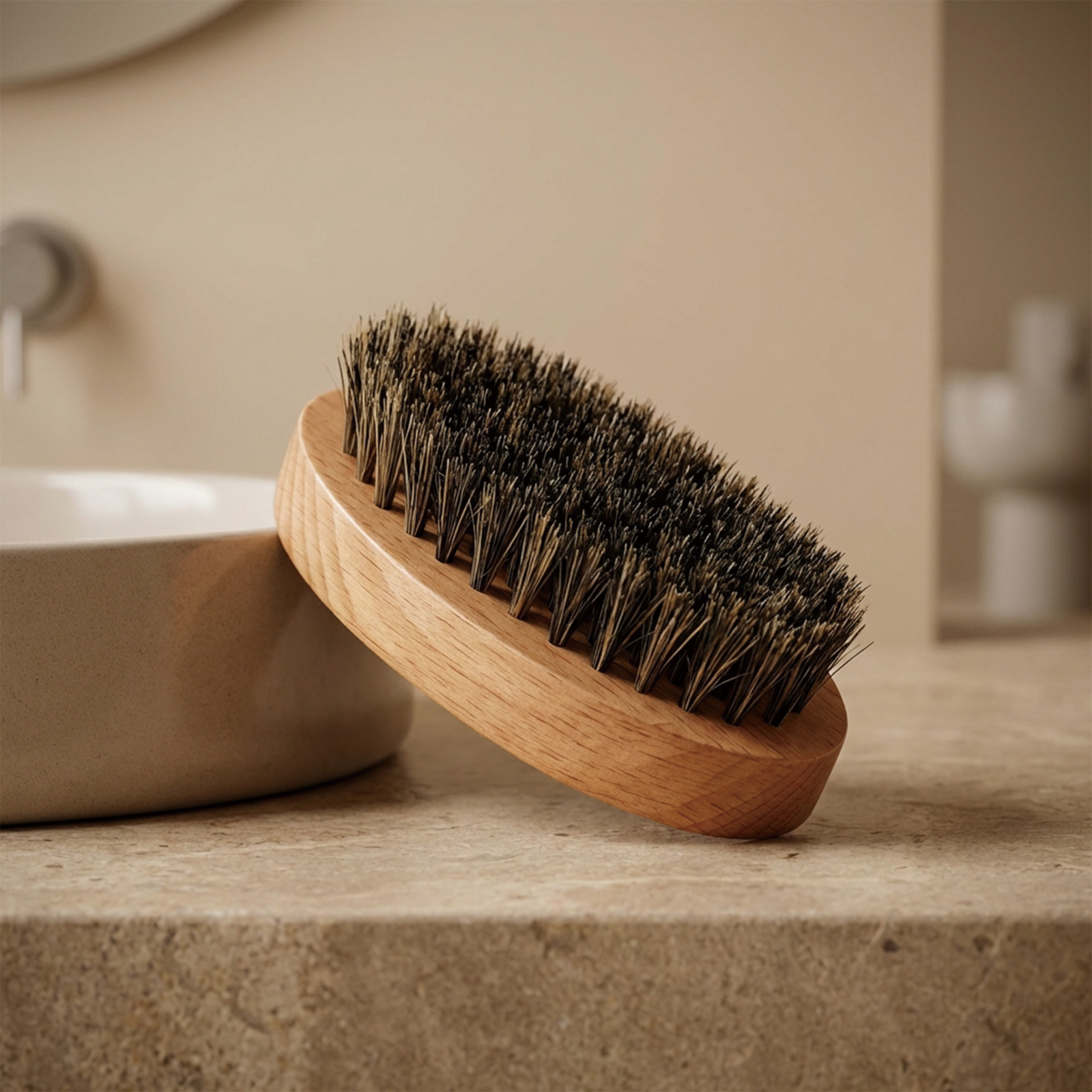 Wild Boar Bristle Beard Brush Daily Gentle Care Male Beard Soft Comfort Portable Beard Grooming Tool