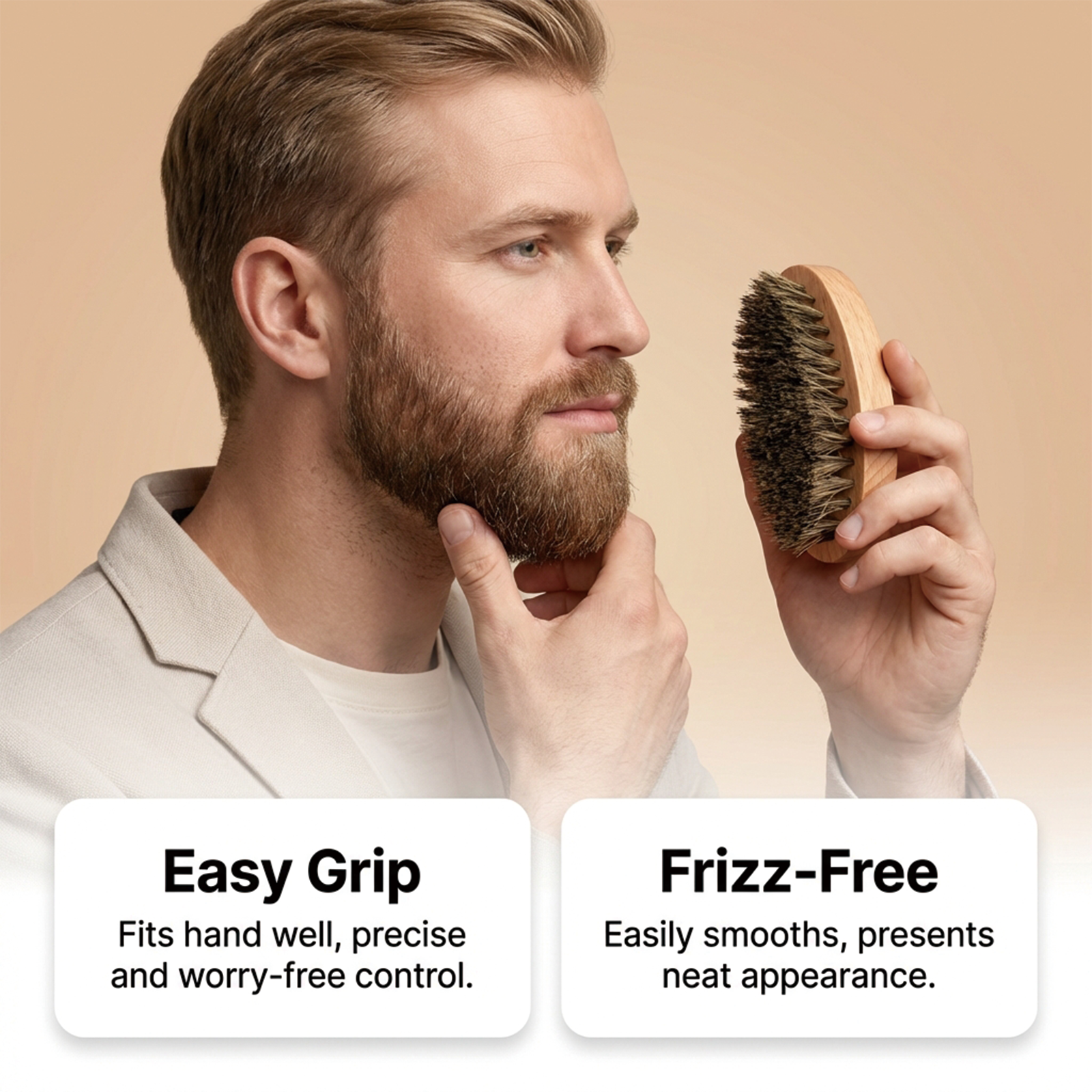 Wild Boar Bristle Beard Brush Daily Gentle Care Male Beard Soft Comfort Portable Beard Grooming Tool