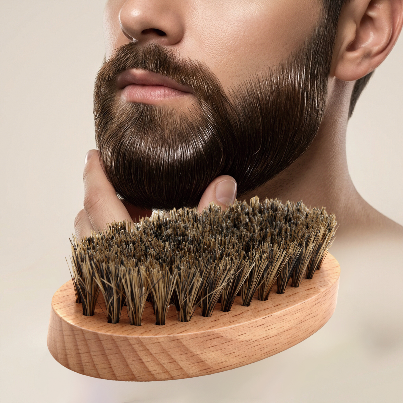Wild Boar Bristle Beard Brush Daily Gentle Care Male Beard Soft Comfort Portable Beard Grooming Tool