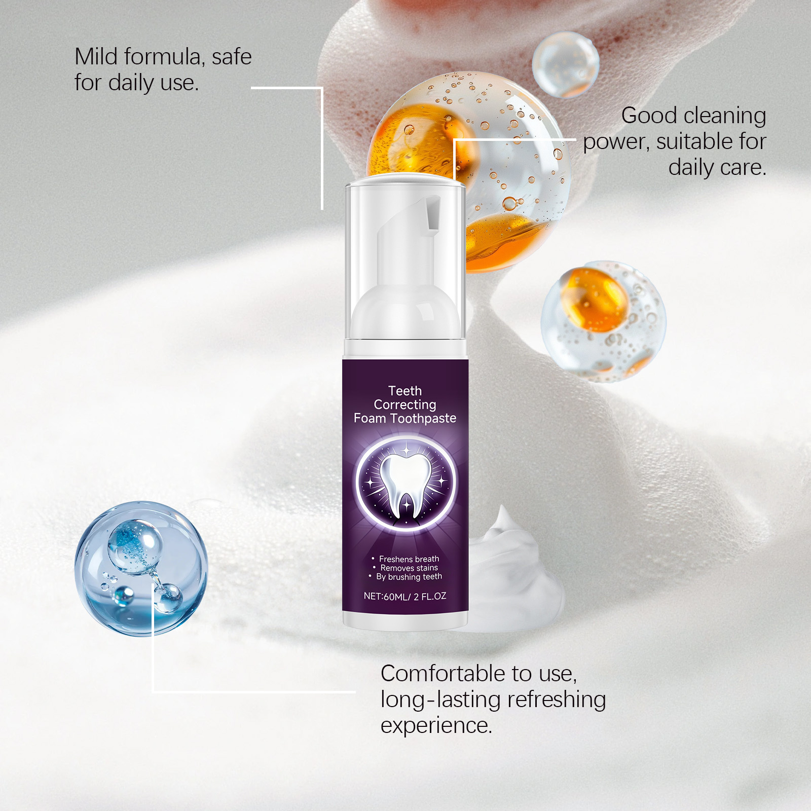 Toothpaste Mousse Mild Dense Foam Protect Clean Oral Teeth Fresh Comfortable Cleaning Care Paste