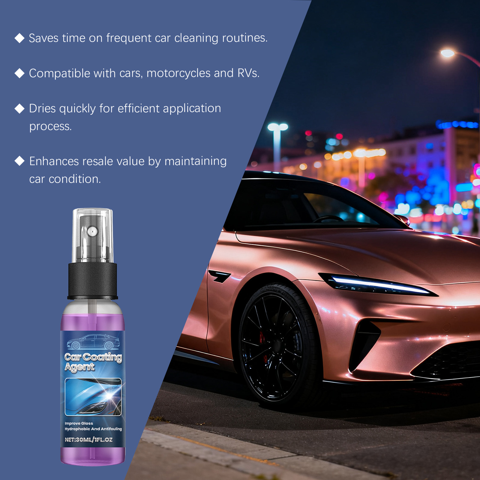Car Coating Agent Mild Cleansing Automobile Paint Surface Body Gloss Renovation Waterproof External Care Coating Agent