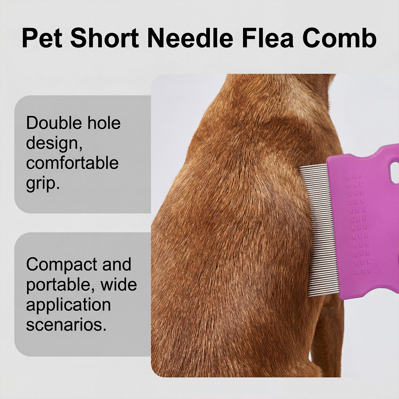 (Green) Pet Short Needle Lice Comb Dogs Cats Dense Tooth Flea Comb Stainless Steel Skin Friendly Floating Hair Cleaning Care