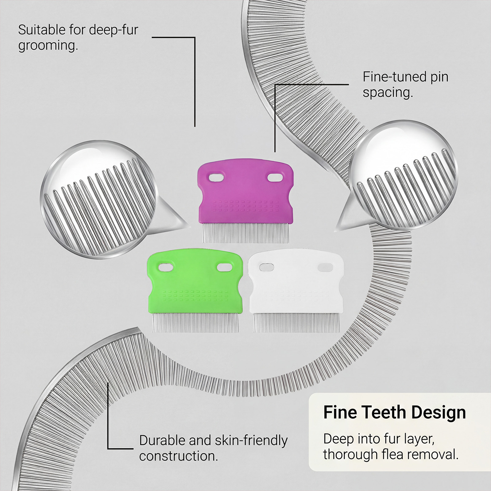 (Green) Pet Short Needle Lice Comb Dogs Cats Dense Tooth Flea Comb Stainless Steel Skin Friendly Floating Hair Cleaning Care