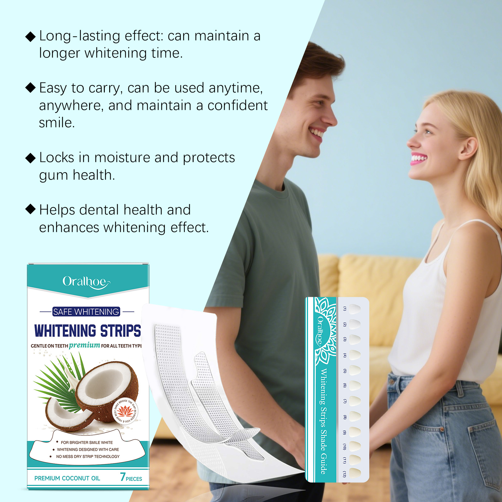 Teeth Strips With Mild Ingredients Clean Tooth Stains Naturally Brighten Freshen Oral Care