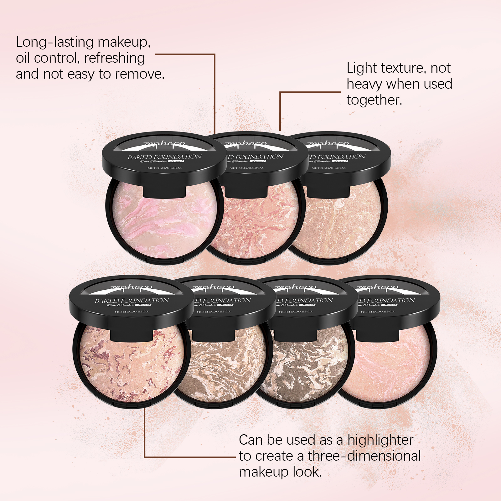 (05) Oil Control Concealer Powder Compact Lightweight Fit Fine Mist Finish Makeup Setting Portable Touch Up