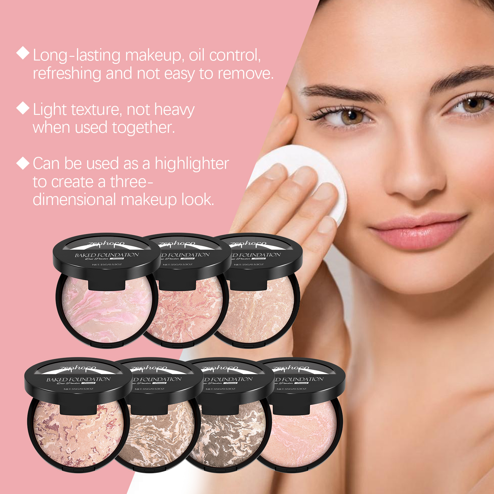 (05) Oil Control Concealer Powder Compact Lightweight Fit Fine Mist Finish Makeup Setting Portable Touch Up