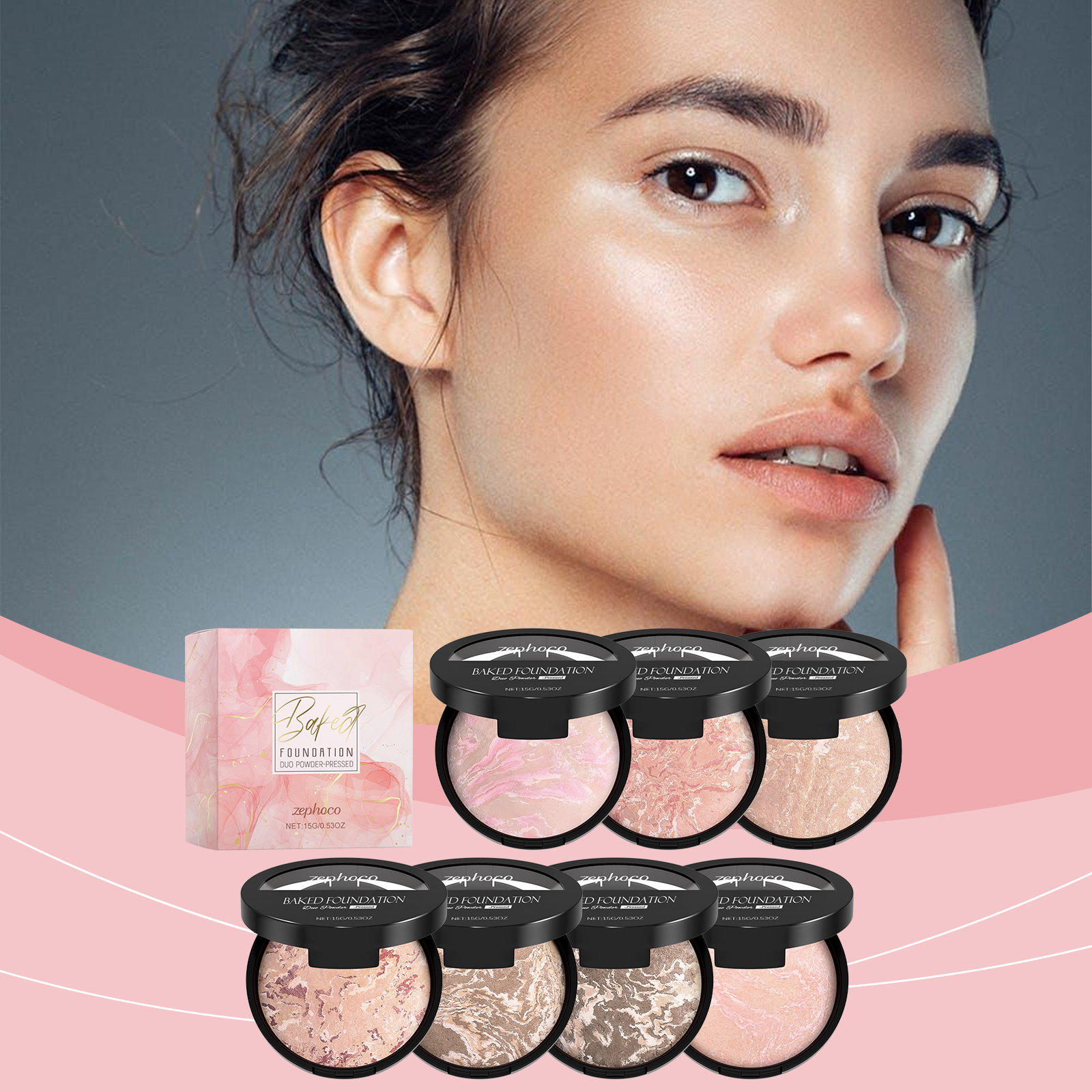 (05) Oil Control Concealer Powder Compact Lightweight Fit Fine Mist Finish Makeup Setting Portable Touch Up