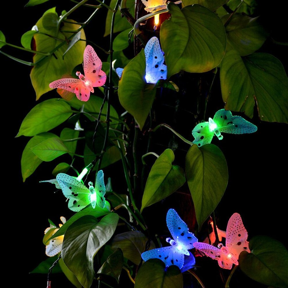 Solar Powered Butterfly Fiber Optic Fairy String Lights Waterproof Christmas Outdoor Gar