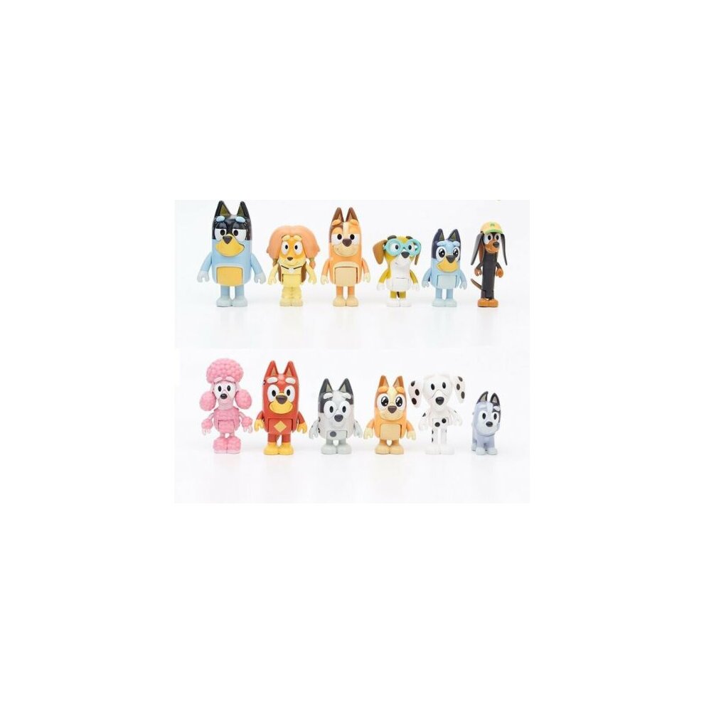12Pcs Bluey Family And Friends Action Figures Model Toy Set Kids Gift