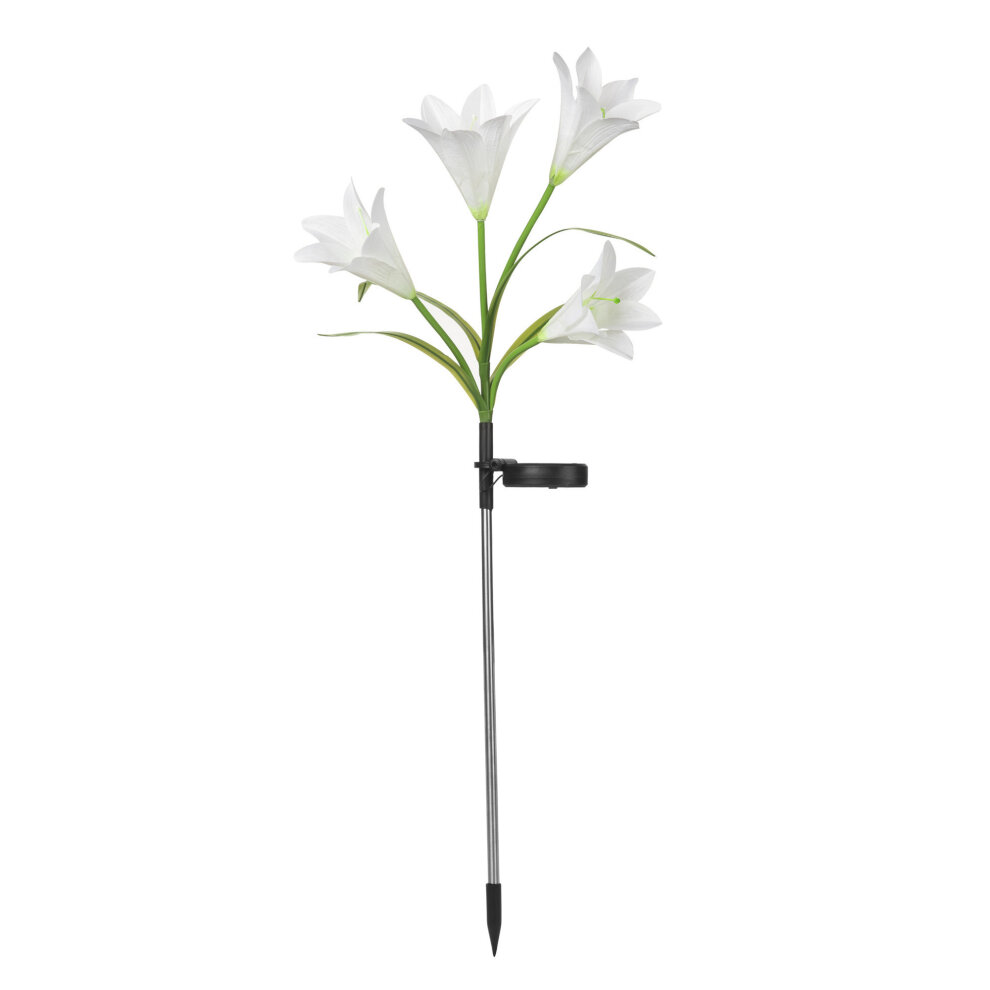 (White) LED Garden Solar Powered  Ground Plug Lamp Yard Lawn Waterproof Lights Outdoor D