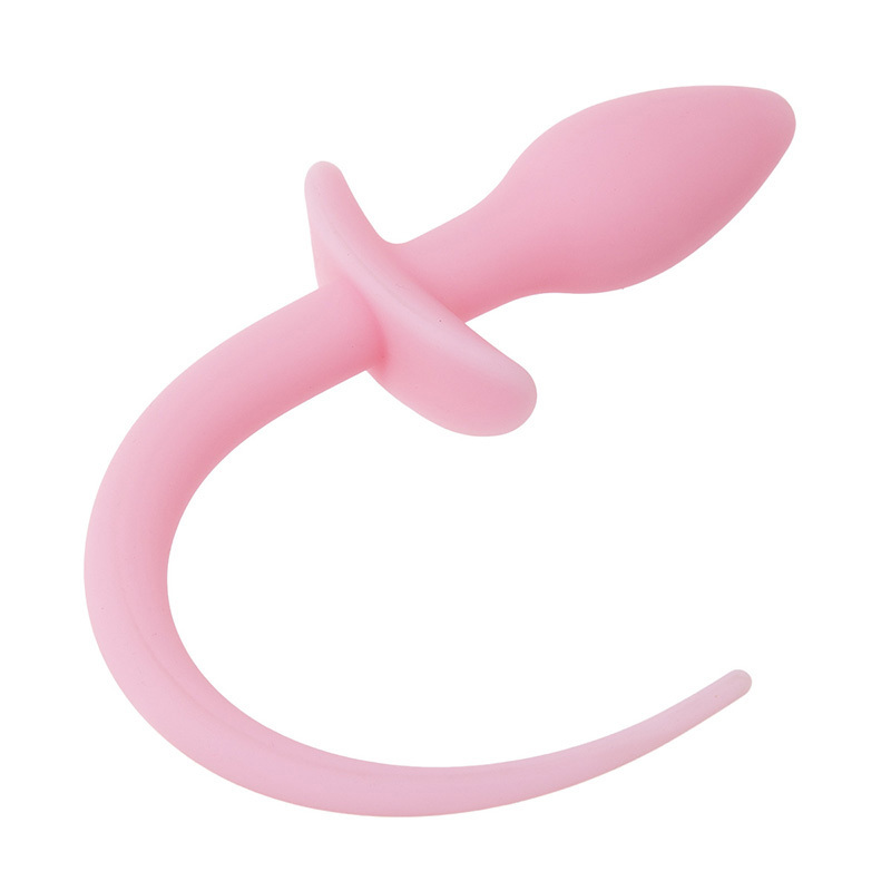 Sex Toy Anal Vaginal Plug Tail Silicone Masturbation Device Adult Men Women Sex Trainer with Luminous Effect Light Pink