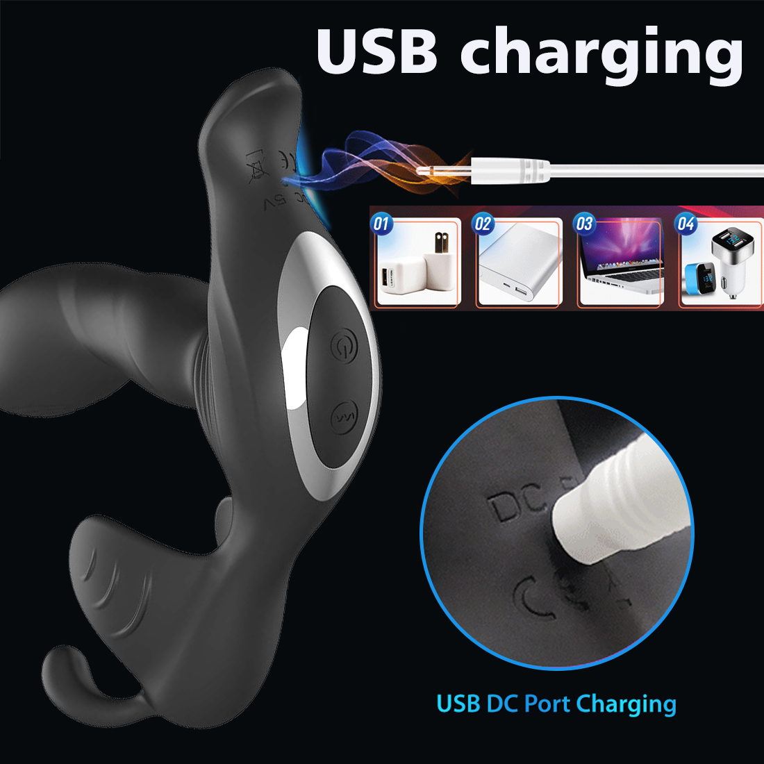 Prostate Vibrator Penis Dildo Male G-Spot Massage Device Massager Orgasm Masturbator Adult Sex Toys 7 Vibration Modes USB Rechargeable Remote Control