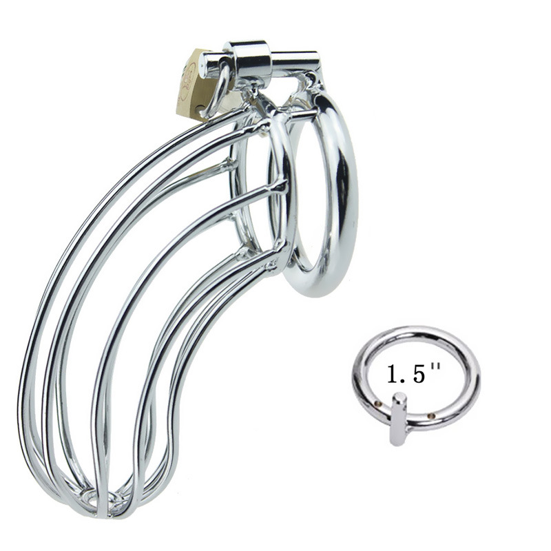 (S) Male Stainless Steel Cock Cage Lockable Bondage Adult Sex Toys for SM Sex Game Men Penis Cock Ring Sleeve Lock Male Chastity Device