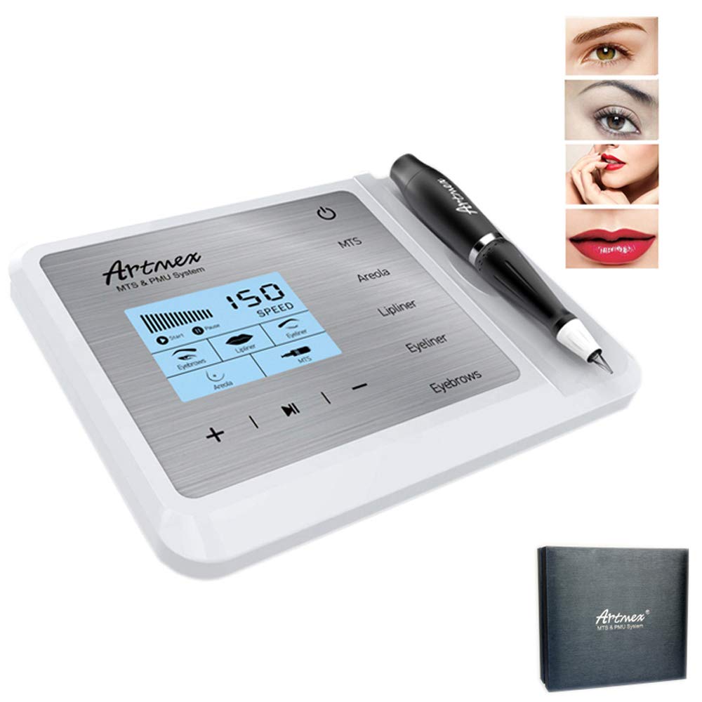 Digital Permanent Makeup Tattoo Machine Artmex V9 Eyebrow Lip Eyeliner Professional  Makeup Machine MTS PMU Microblading Pen Device Rotary Pen LCD Display With V9 Tattoo Needle