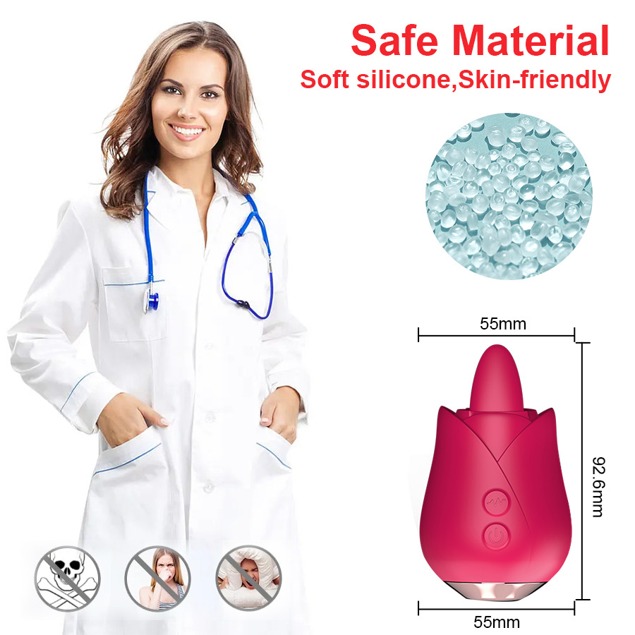 (Red) Vibrator Toy for Women Egg Vibrators Tongue Licking Clitoral Vibrator G Spot Stimulator Massager Adult Toys Flower Shape with 5 Vibrating Modes for Clitoris Nipple Sexual Stimulation Sex Toys for Women Couples Pleasure Games