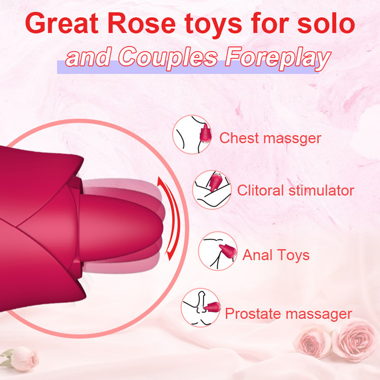 (Red) Vibrator Toy for Women Egg Vibrators Tongue Licking Clitoral Vibrator G Spot Stimulator Massager Adult Toys Flower Shape with 5 Vibrating Modes for Clitoris Nipple Sexual Stimulation Sex Toys for Women Couples Pleasure Games