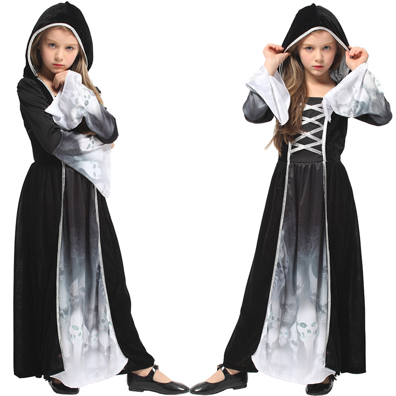 (110~120cm) Forgotten Souls Girls Costume Ghost Princess Halloween Witch Dress Fancy Cosplay Costume Princess