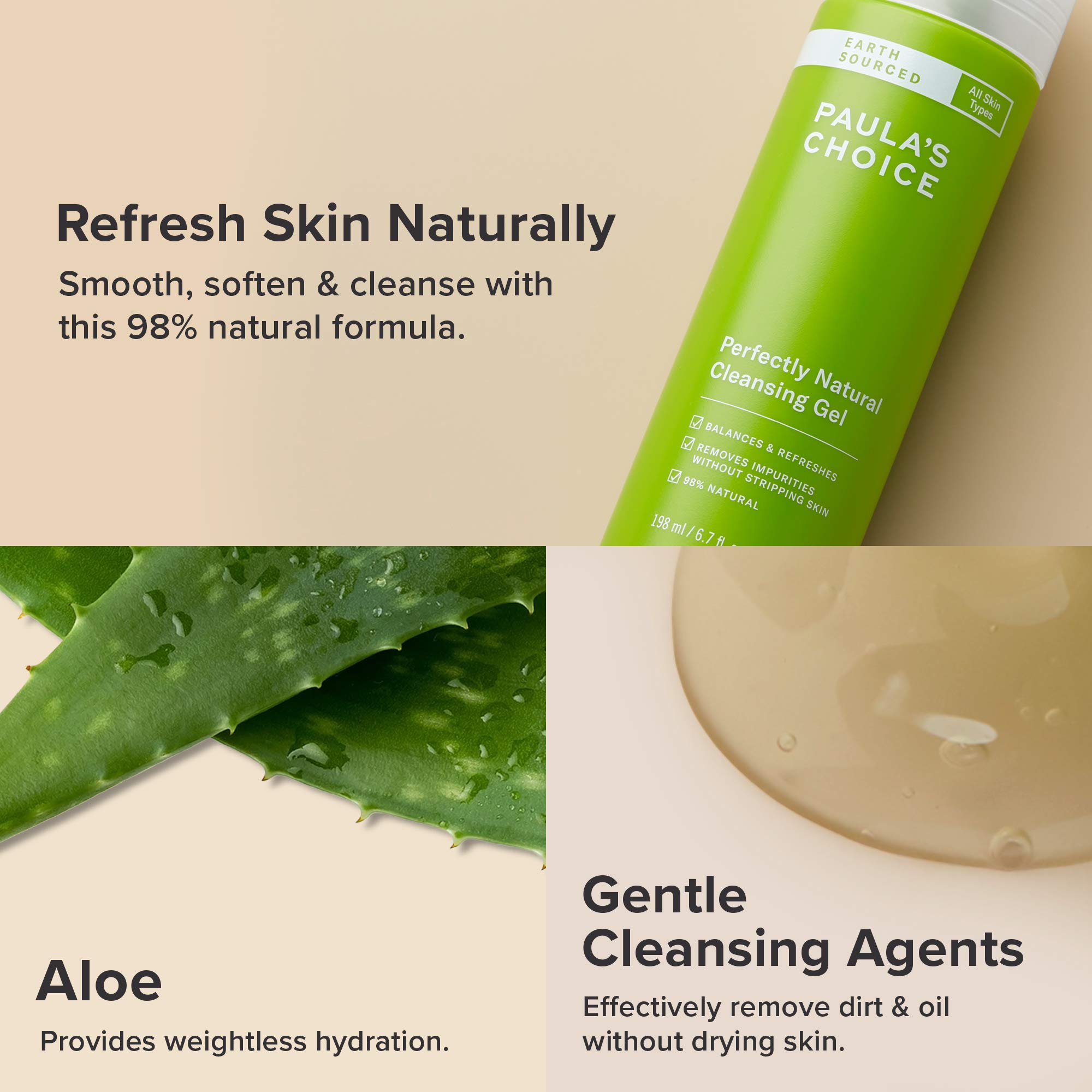 Paulas Choice EARTH SOURCED Cleanser Gentle Gel Face Wash with Natural Ingredients Removes Impurities Make Up for Soft Radiant Skin All Skin Types