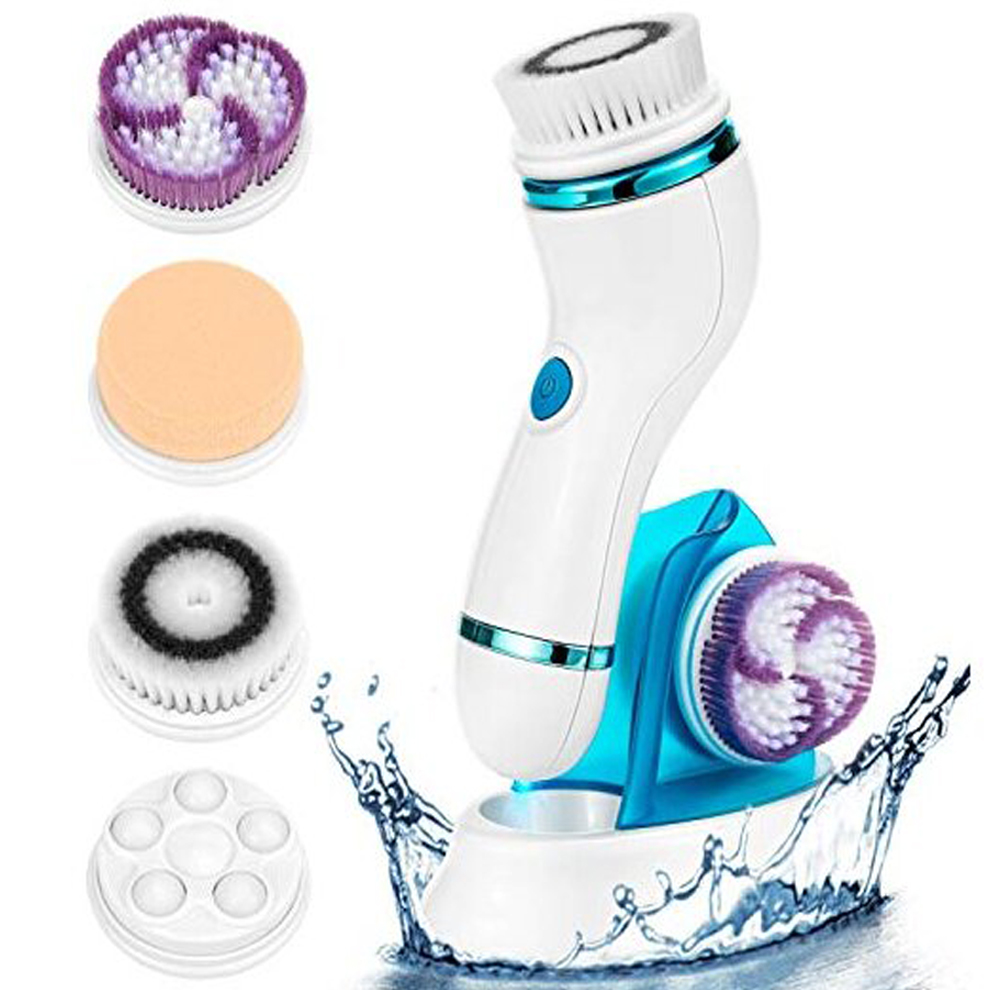 Facial Cleansing Brush Rechargeable Face Brush Set IPX65 Waterproof Electric Rotating Face Scrubber for Deep Cleaning Exfoliating Blackhead Removing