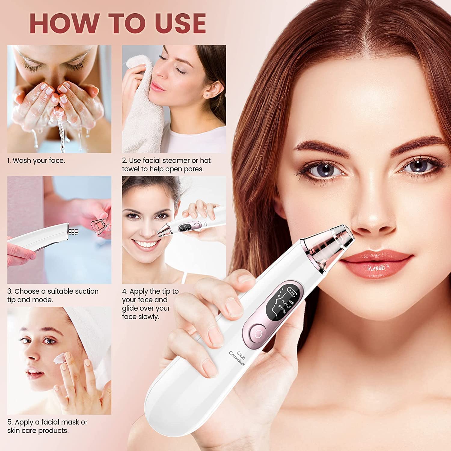 Blackhead Remover Vacuum Electric Pore Suction Remover Tools Acne Comedone Extractor Tool
