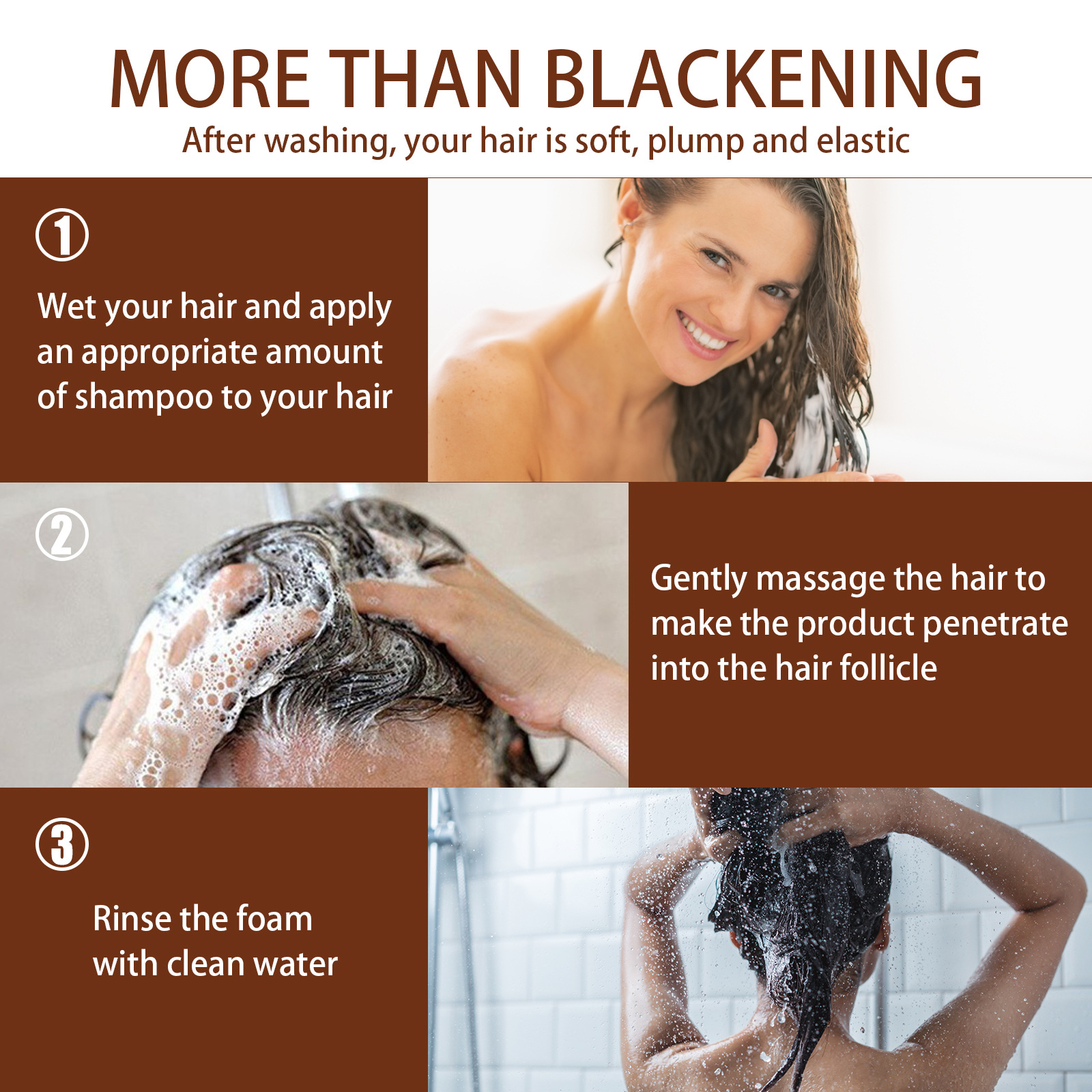Hair Shampoo Hair Black Shampoo Cover Gray Hair Moisturizing Hair Care